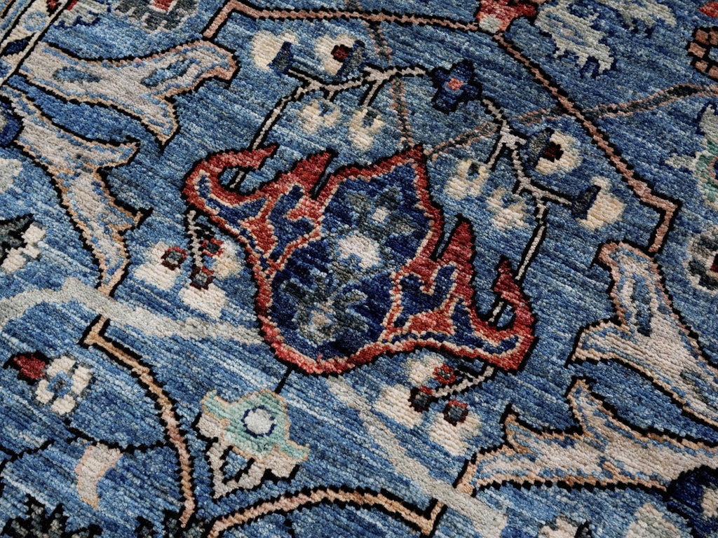 3x5 Ft Light Blue Afghan Oriental Rug - Hand Knotted Area Rug