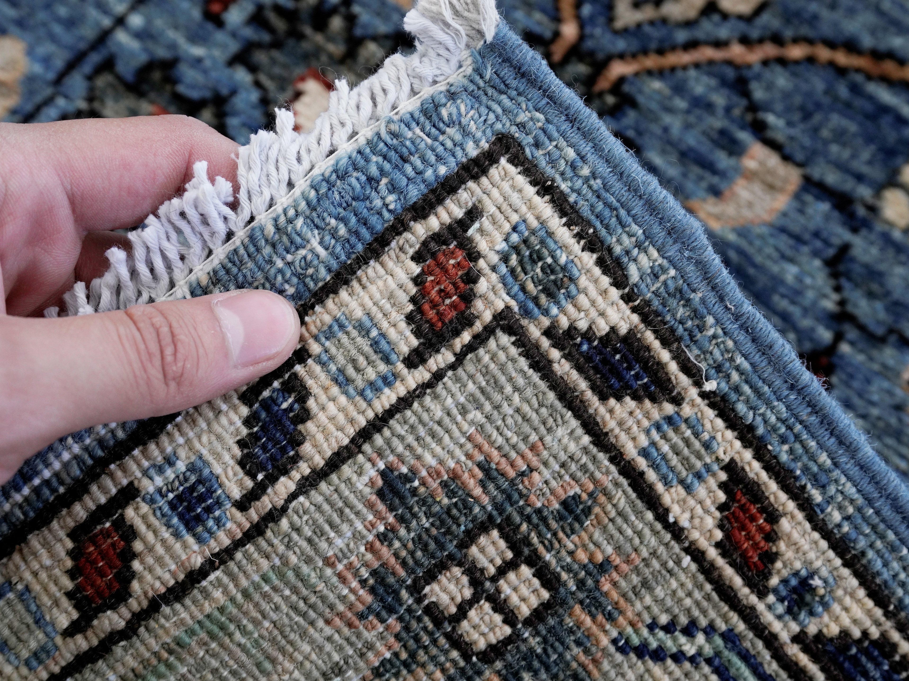 3x5 Ft Light Blue Afghan Oriental Rug - Hand Knotted Area Rug