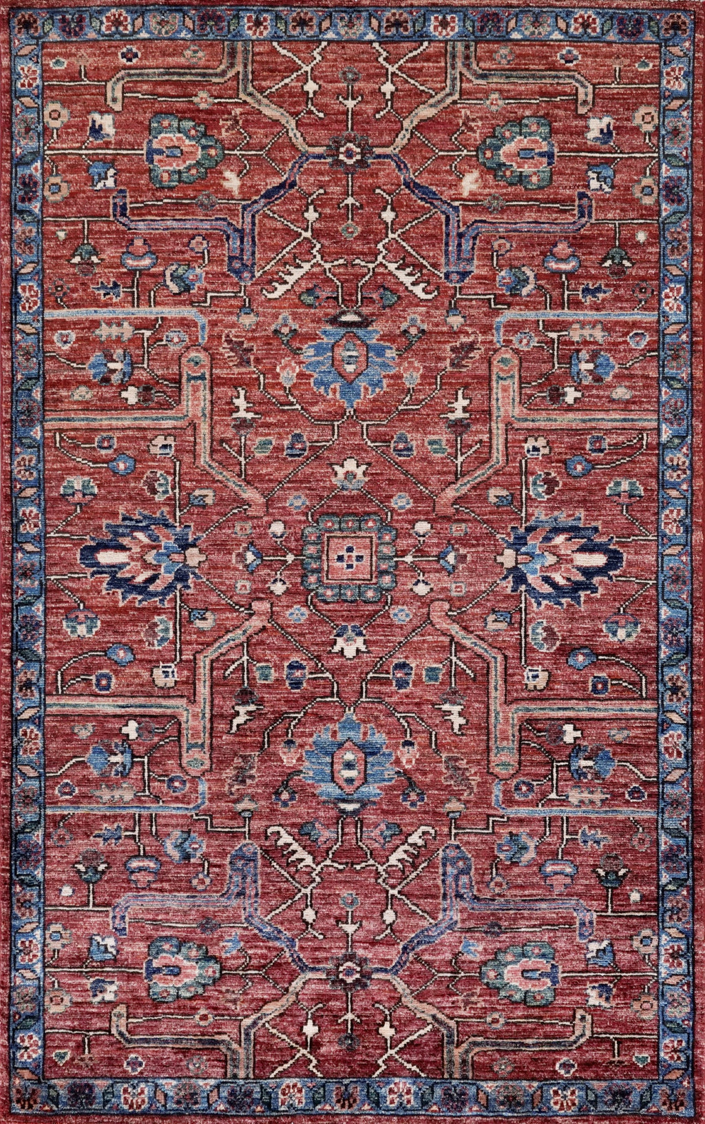 3x5 Ft Red Afghan Oriental Rug - Hand Knotted Area Rug