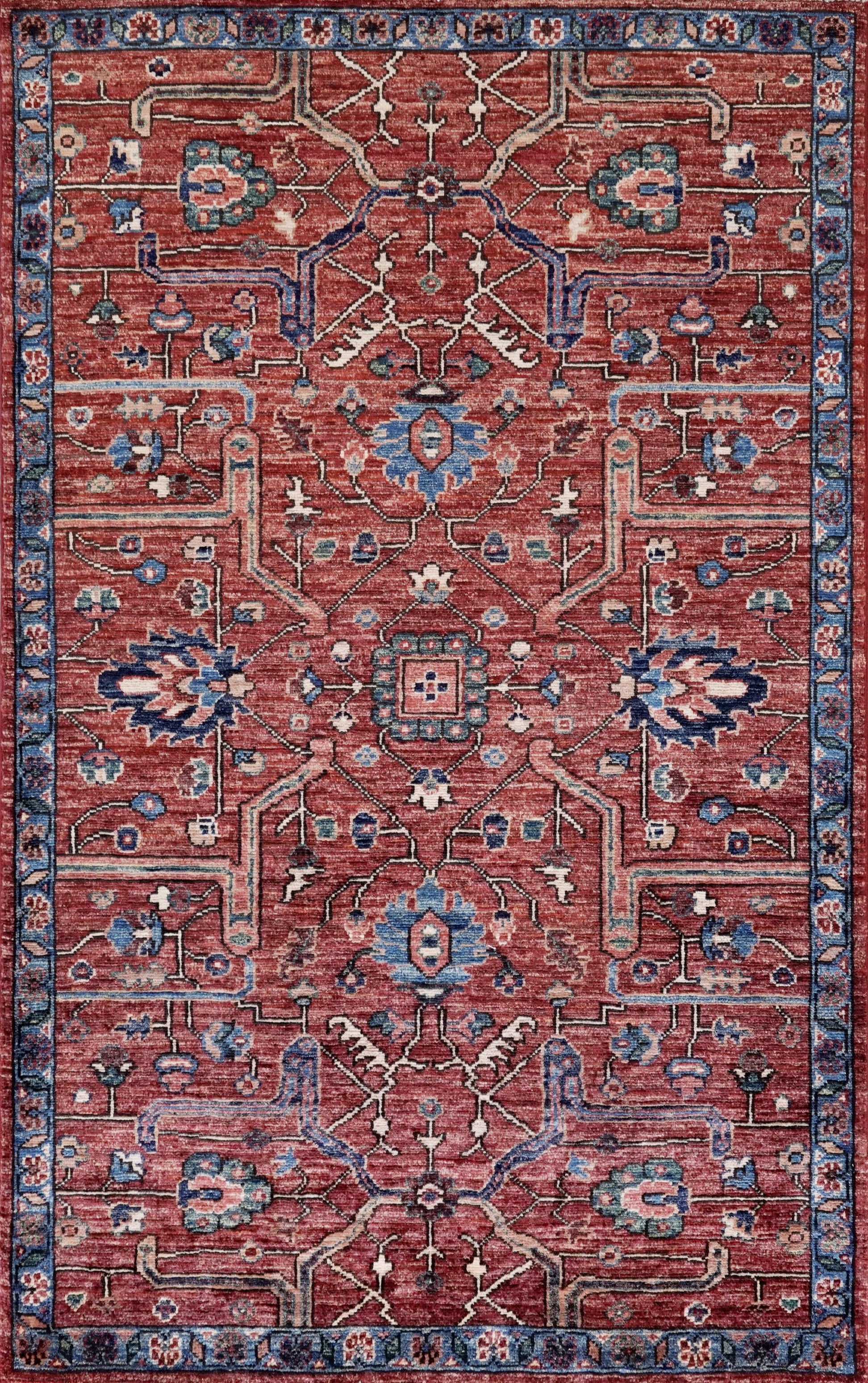 3x5 Ft Red Afghan Oriental Rug - Hand Knotted Area Rug