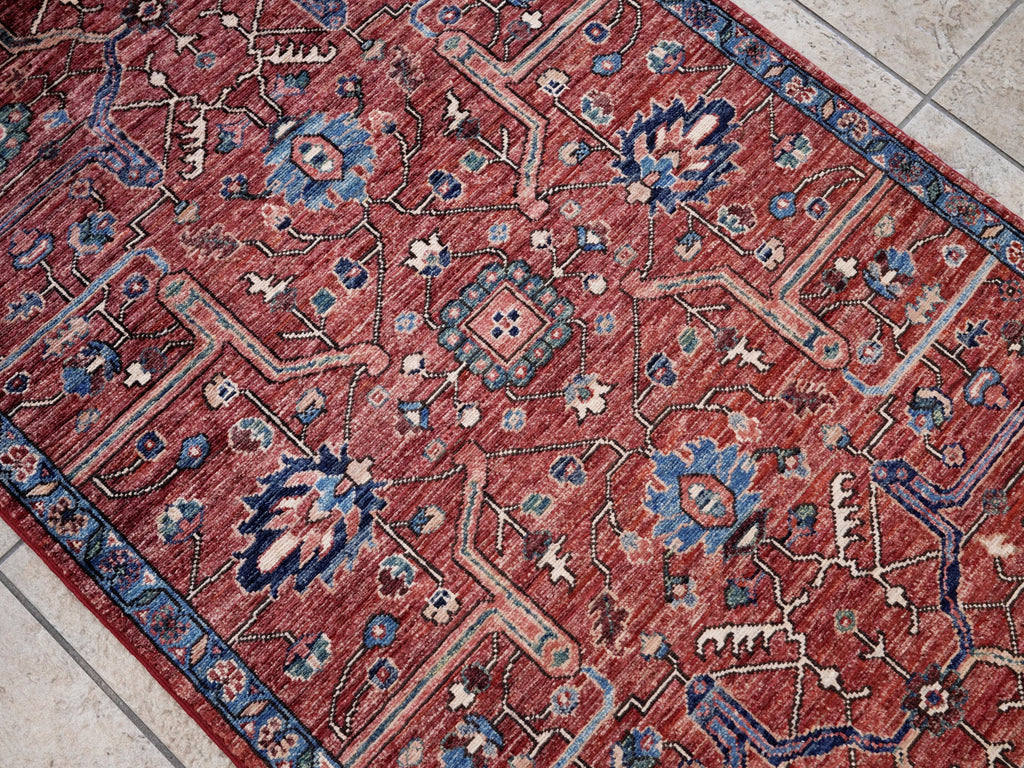 3x5 Ft Red Afghan Oriental Rug - Hand Knotted Area Rug