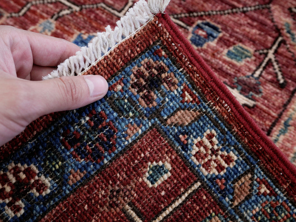 3x5 Ft Red Afghan Oriental Rug - Hand Knotted Area Rug