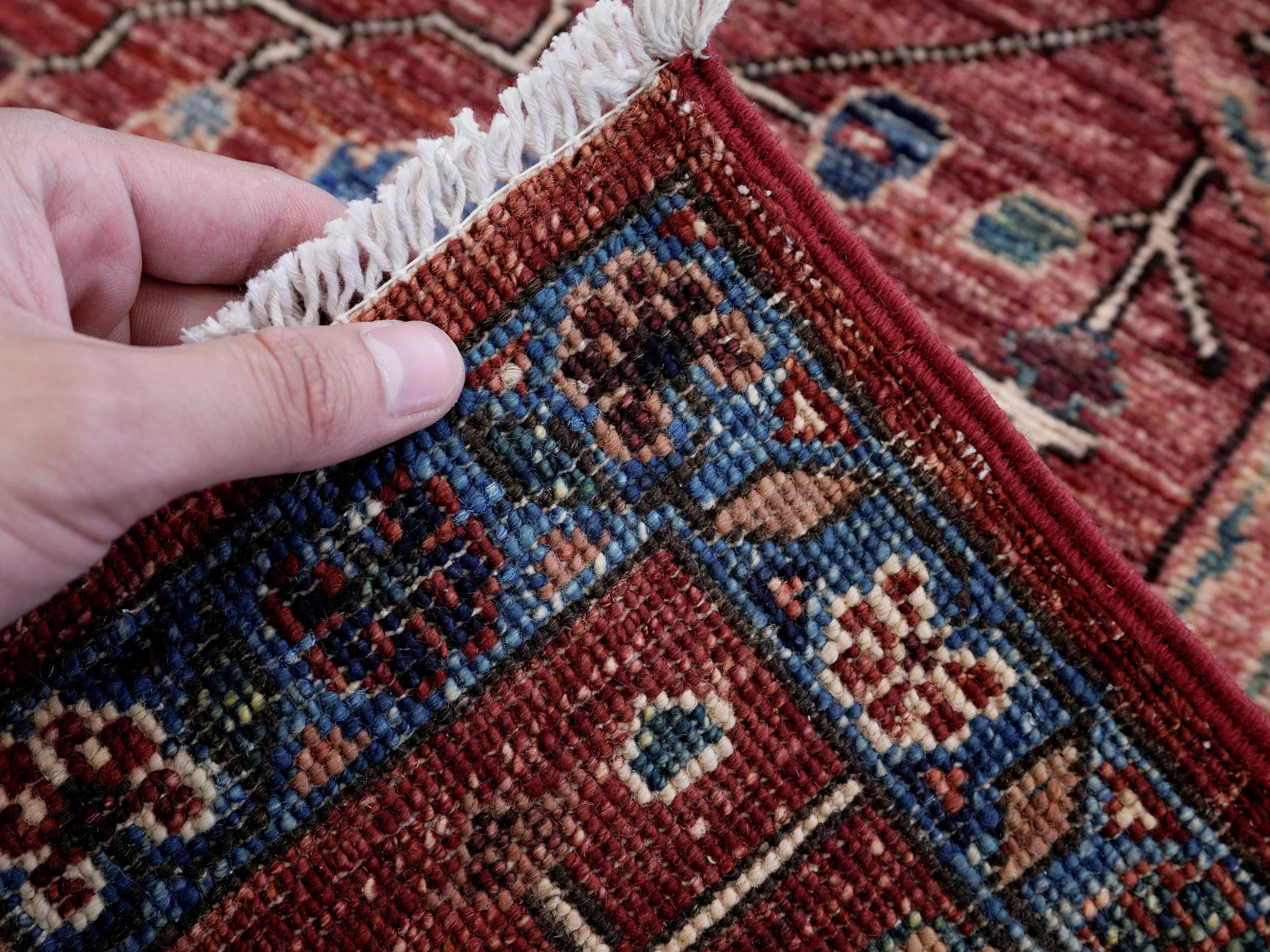 3x5 Ft Red Afghan Oriental Rug - Hand Knotted Area Rug
