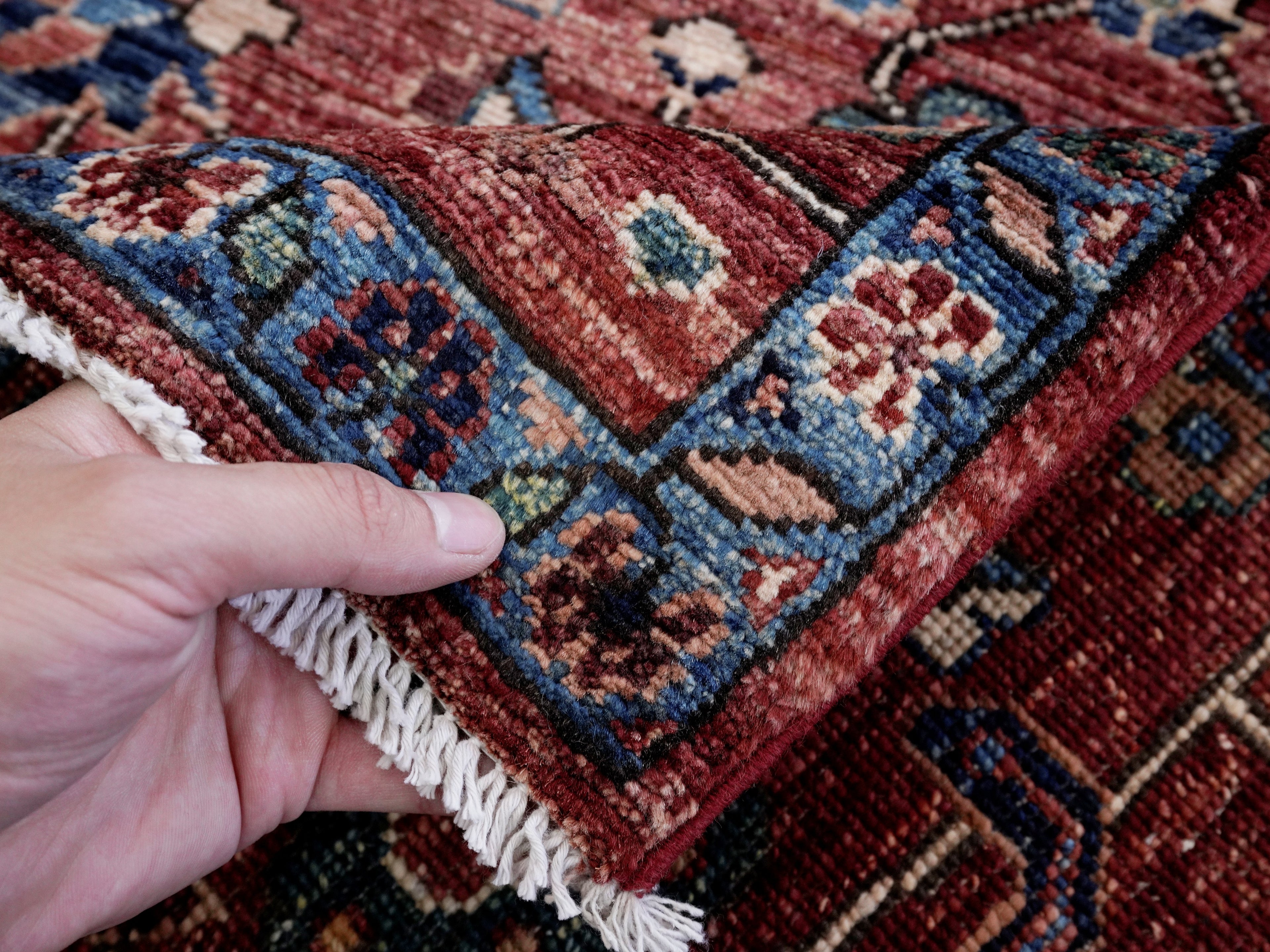 3x5 Ft Red Afghan Oriental Rug - Hand Knotted Area Rug
