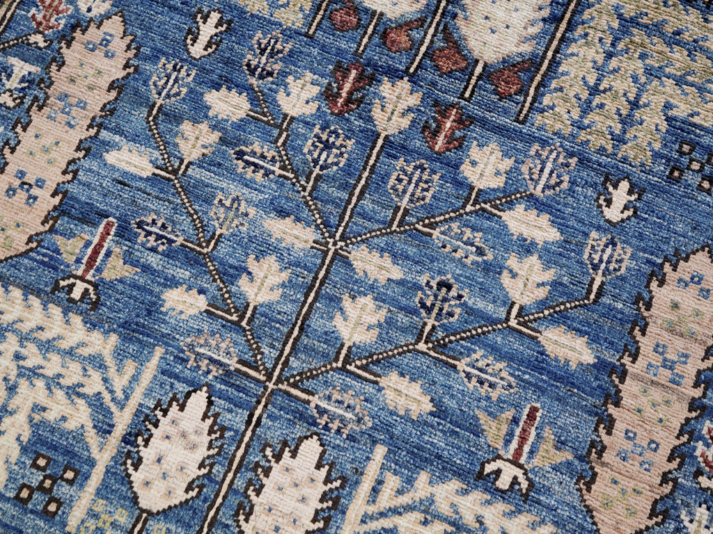 3x5 Ft Blue Floral Rug - Hand Knotted Area Rug