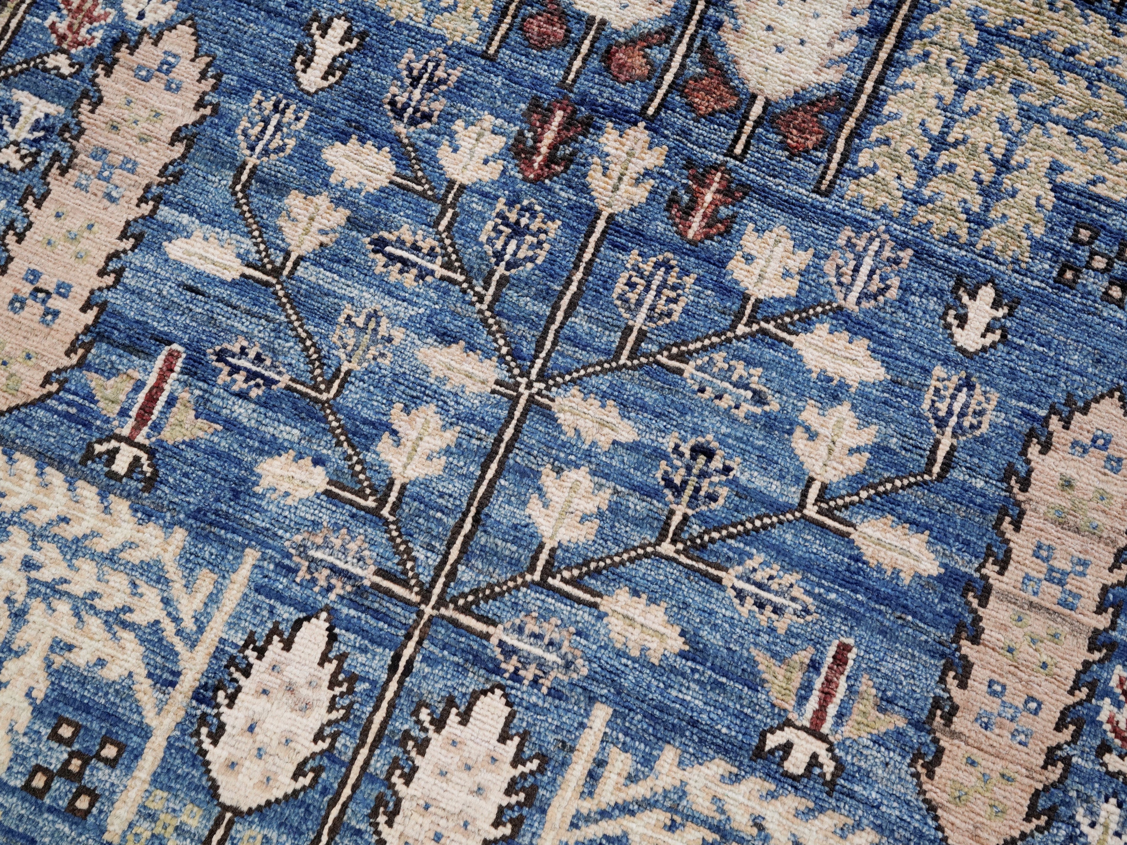 3x5 Ft Blue Floral Rug - Hand Knotted Area Rug