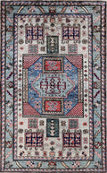 3x5 Ft Silver Afghan Oriental Rug - Hand Knotted Wool Rug