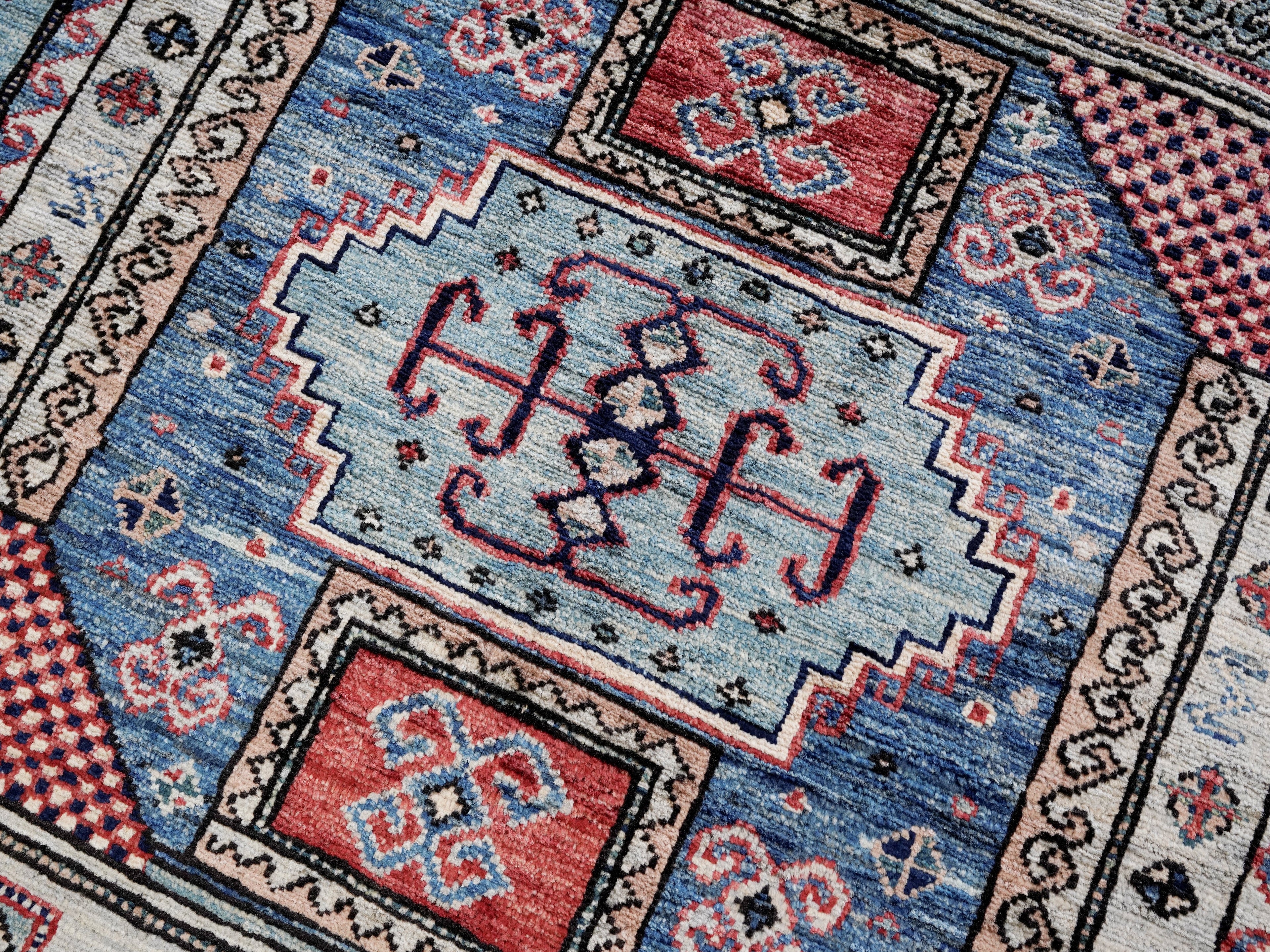 3x5 Ft Silver Afghan Oriental Rug - Hand Knotted Wool Rug