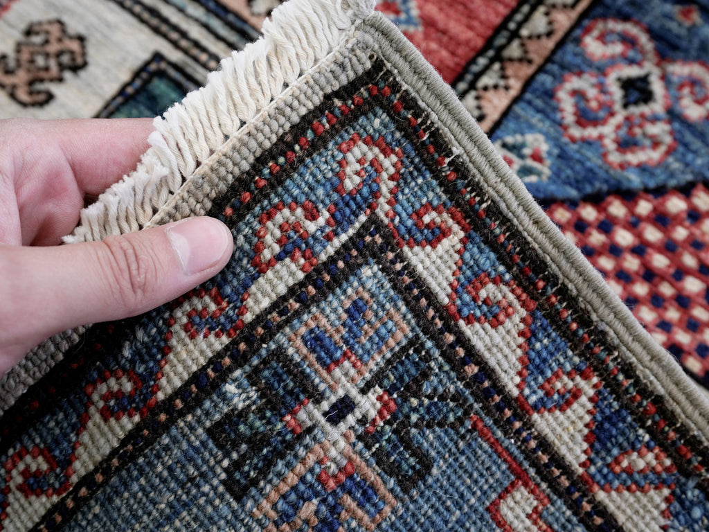 3x5 Ft Silver Afghan Oriental Rug - Hand Knotted Wool Rug