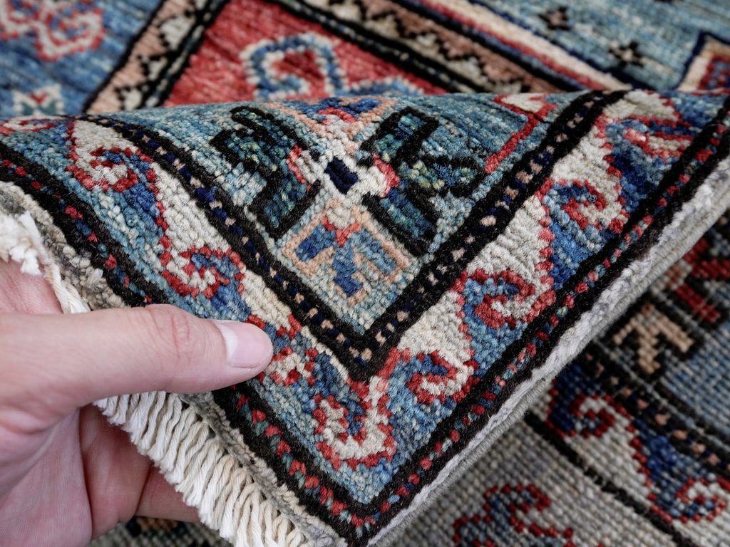 3x5 Ft Silver Afghan Oriental Rug - Hand Knotted Wool Rug