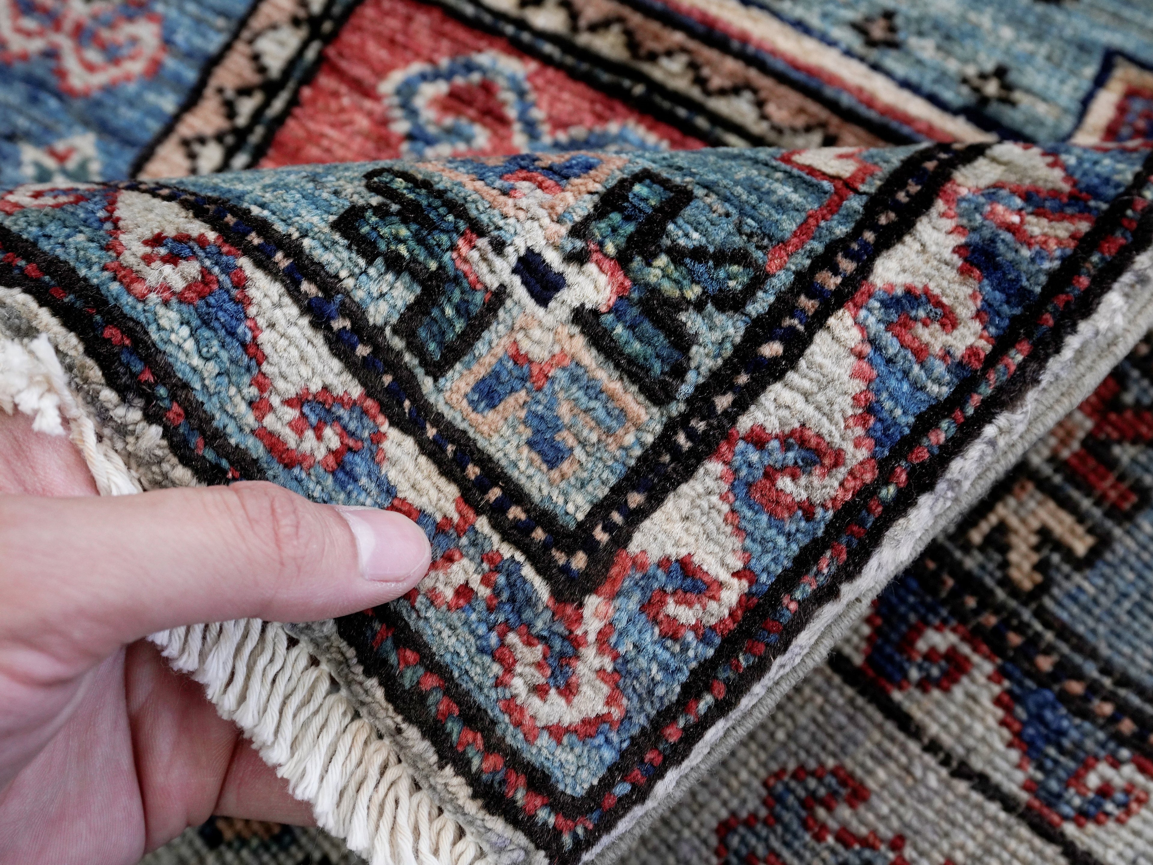 3x5 Ft Silver Afghan Oriental Rug - Hand Knotted Wool Rug