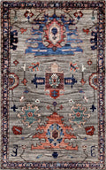 3x5 Ft Brown Afghan Oriental Rug - Hand Knotted Area Rug
