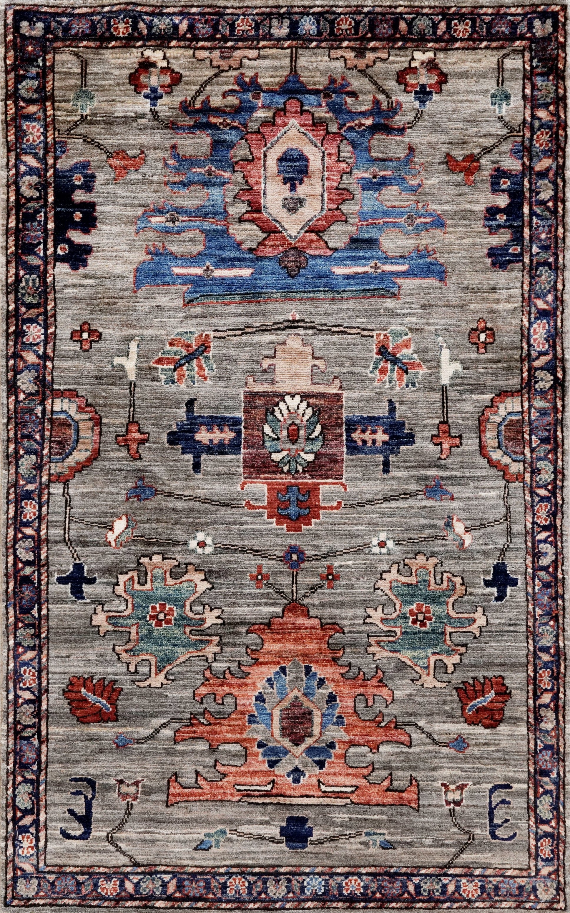3x5 Ft Brown Afghan Oriental Rug - Hand Knotted Area Rug