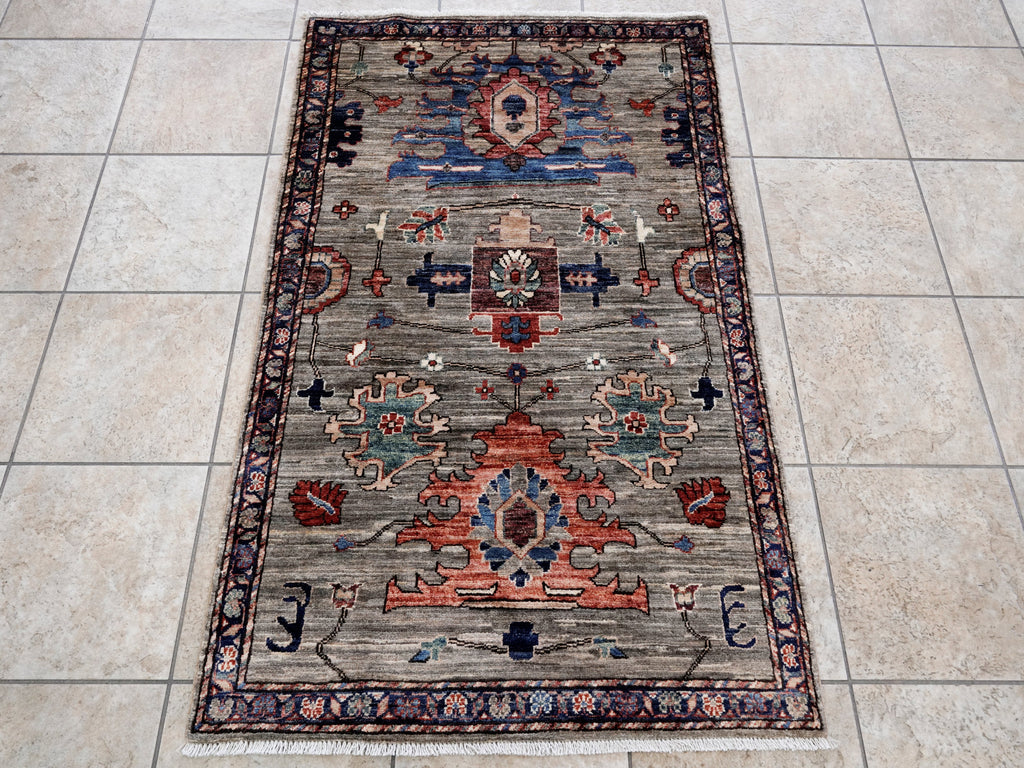 3x5 Ft Brown Afghan Oriental Rug - Hand Knotted Area Rug