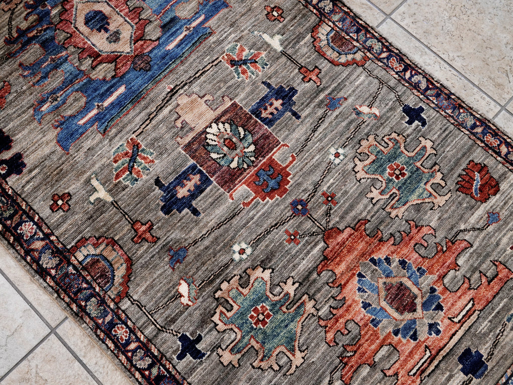 3x5 Ft Brown Afghan Oriental Rug - Hand Knotted Area Rug