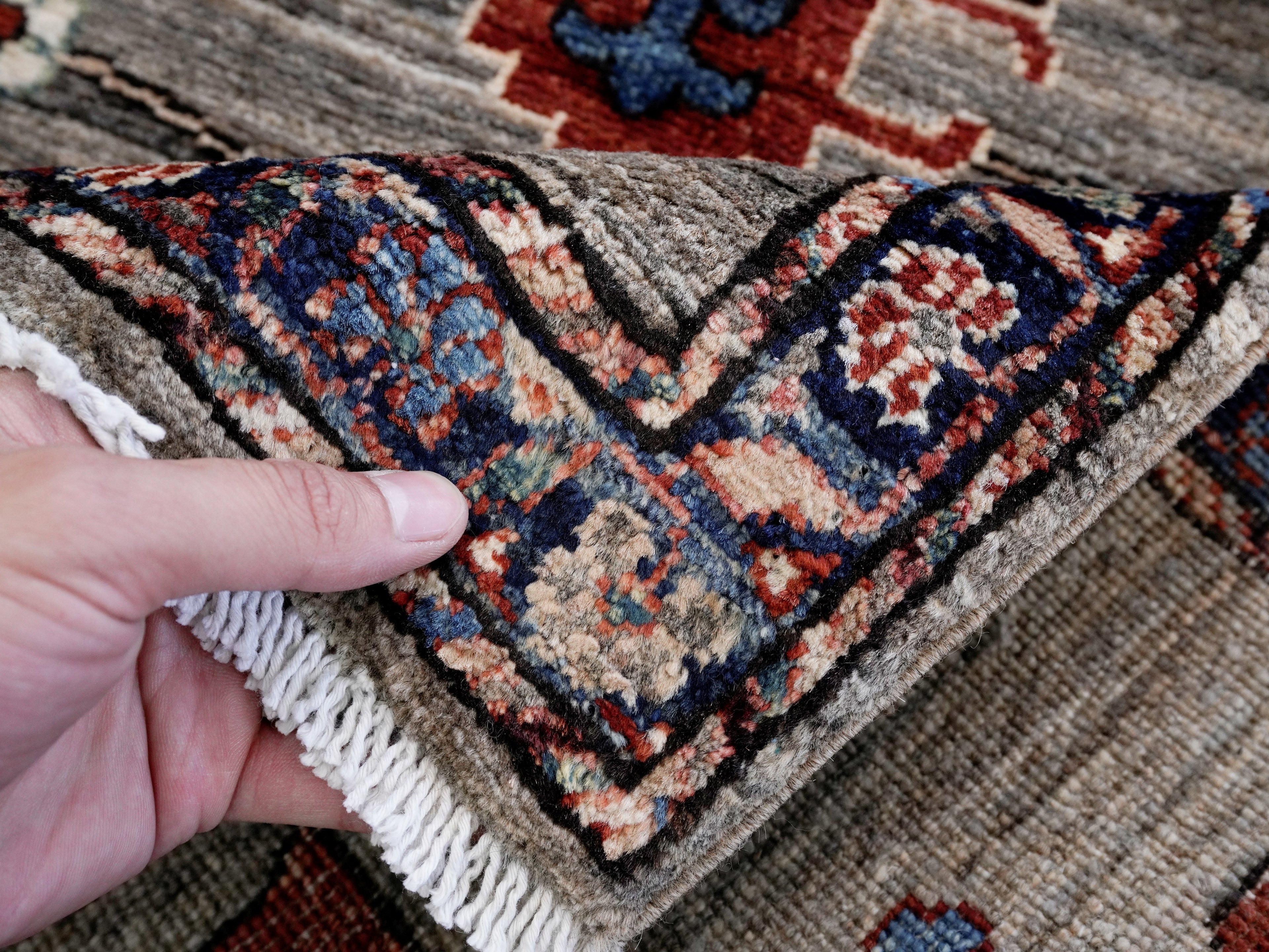 3x5 Ft Brown Afghan Oriental Rug - Hand Knotted Area Rug