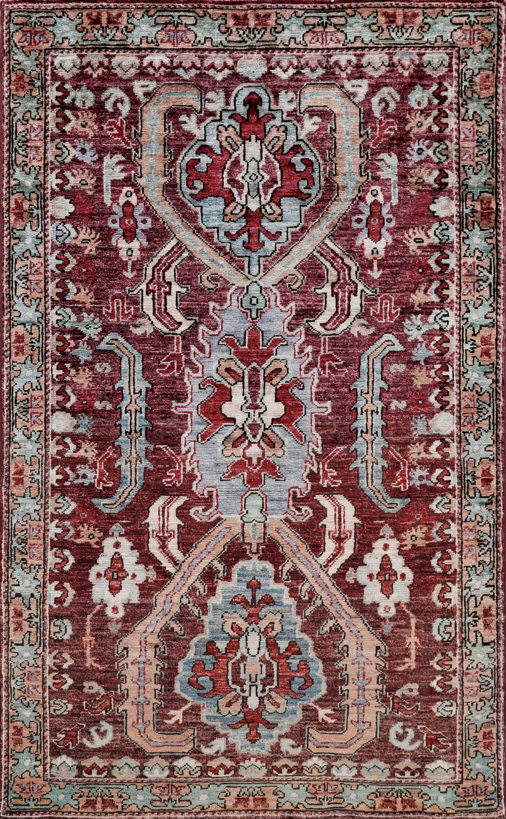 3x5 Ft Maroon Afghan Oriental Rug - Hand Knotted Area Rug