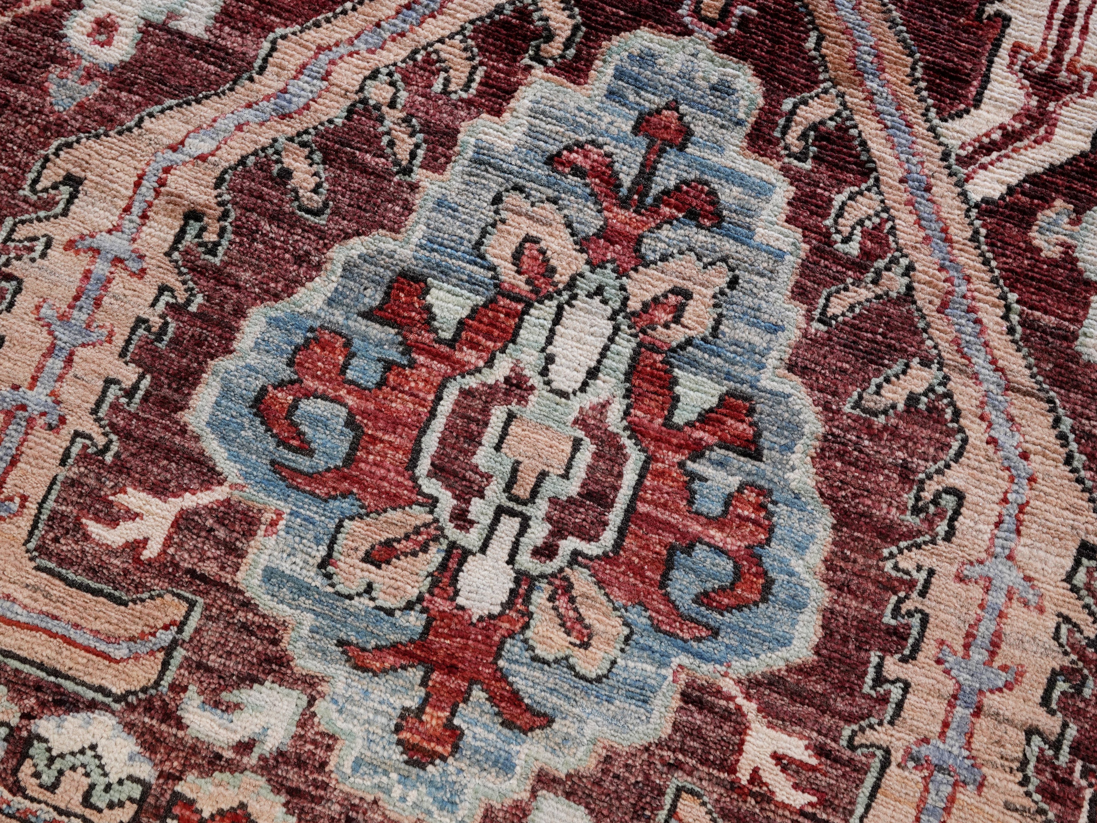 3x5 Ft Maroon Afghan Oriental Rug - Hand Knotted Area Rug