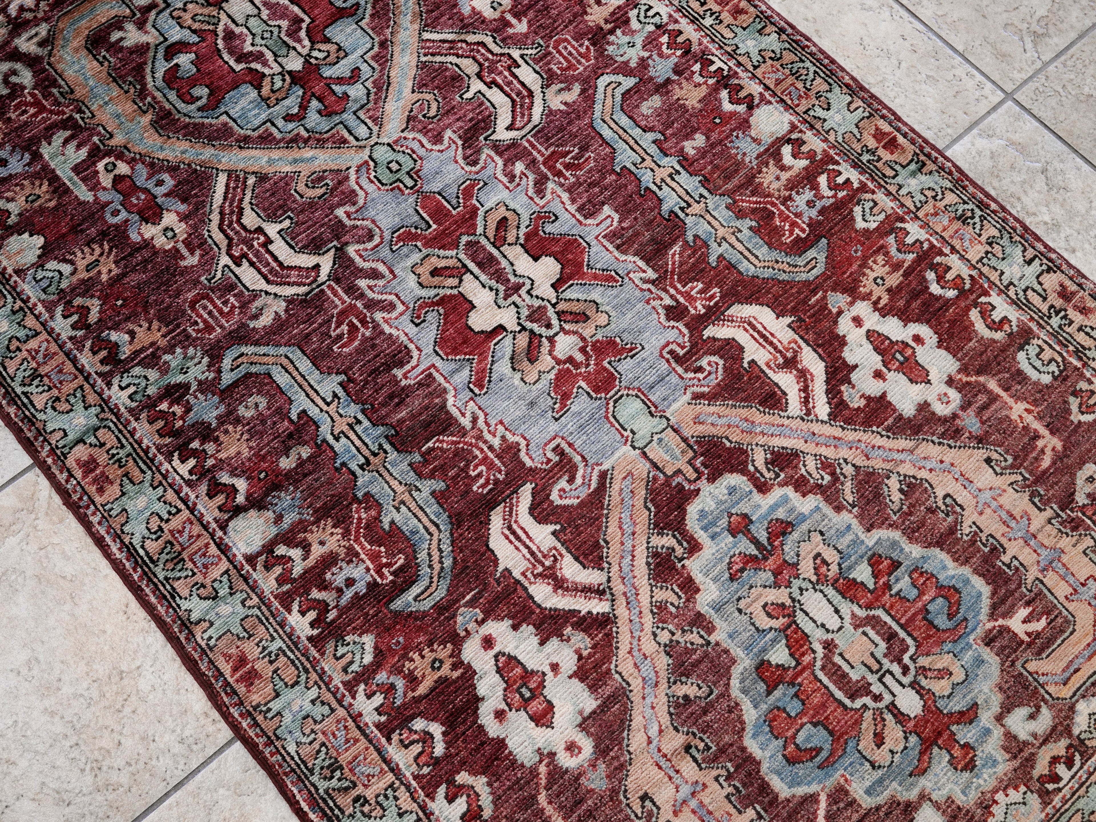3x5 Ft Maroon Afghan Oriental Rug - Hand Knotted Area Rug