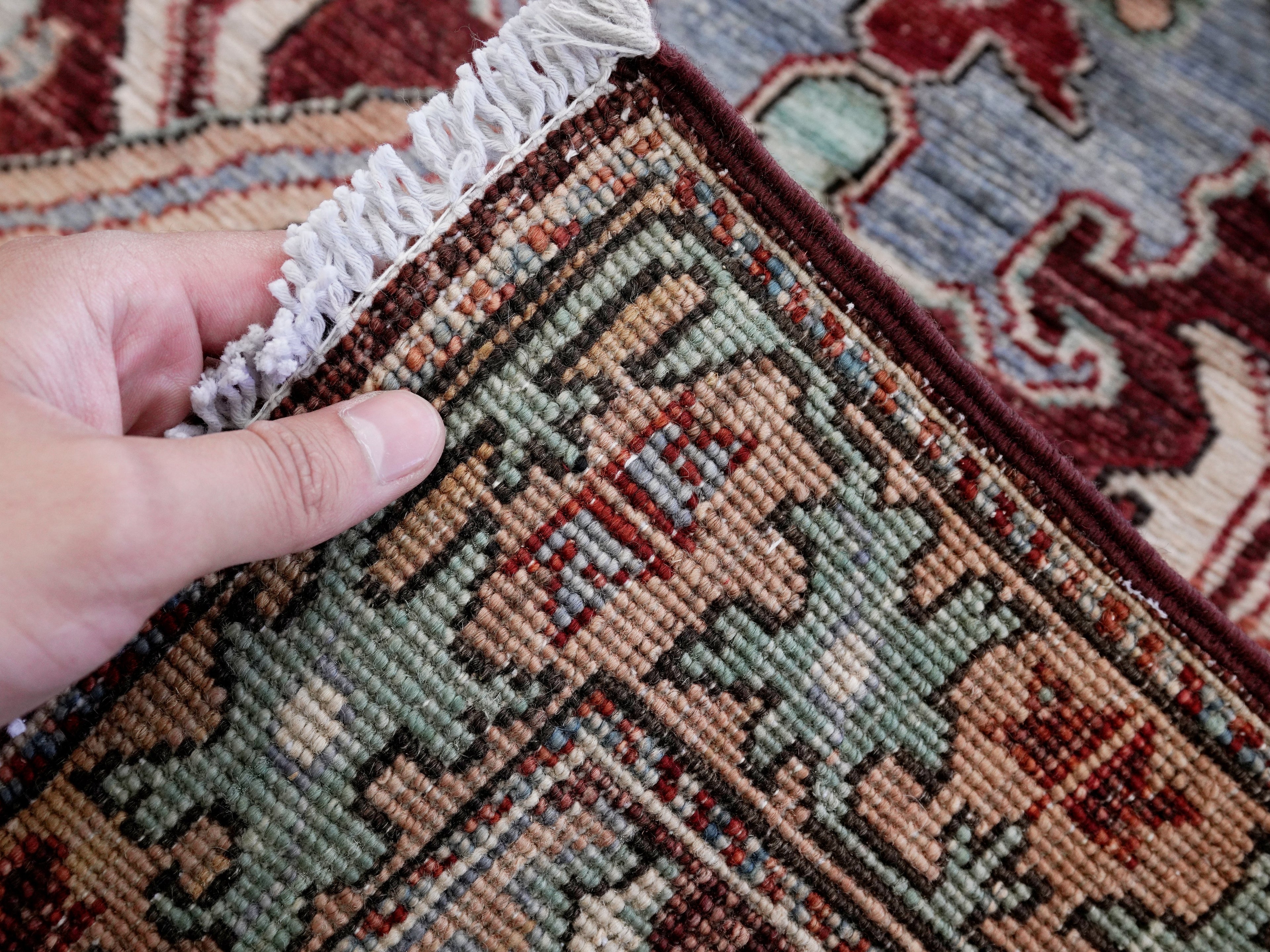 3x5 Ft Maroon Afghan Oriental Rug - Hand Knotted Area Rug