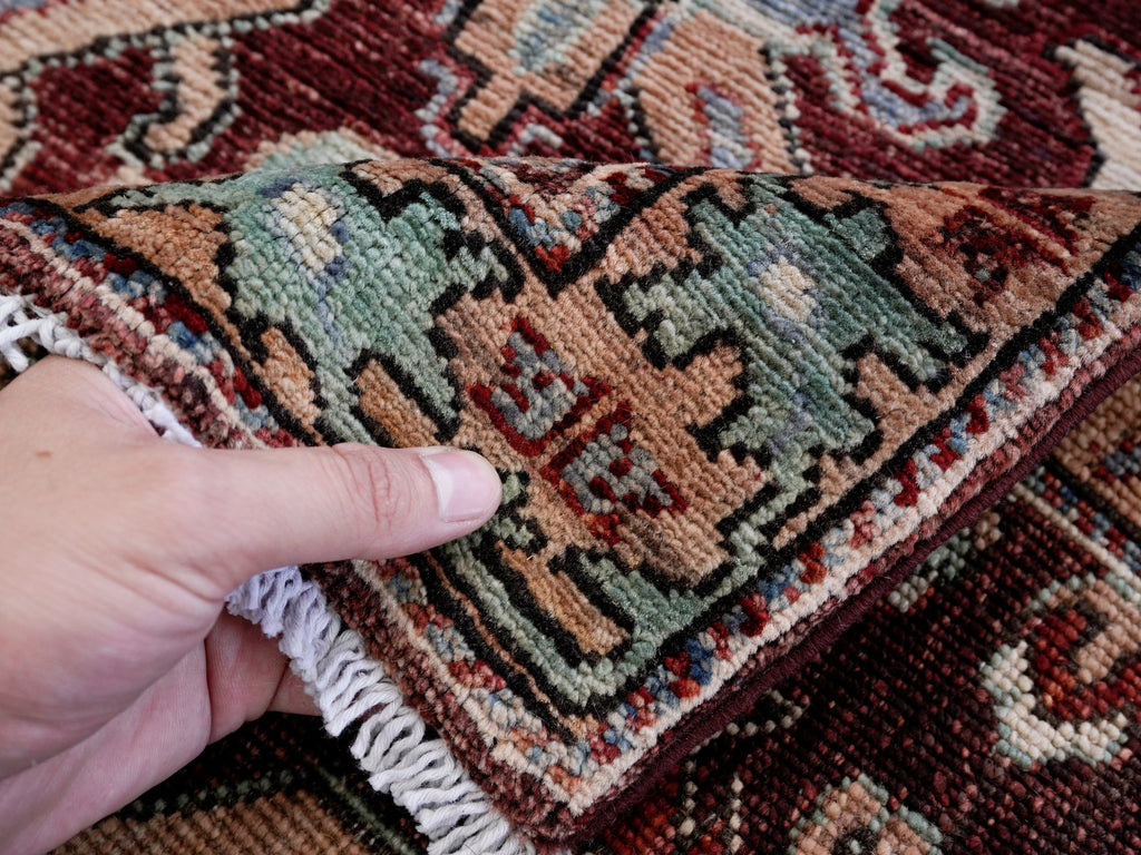 3x5 Ft Maroon Afghan Oriental Rug - Hand Knotted Area Rug