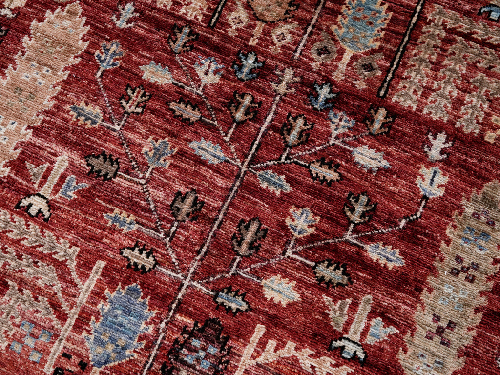 3x5 Ft Red Floral Rug - Hand Knotted Afghan Rug