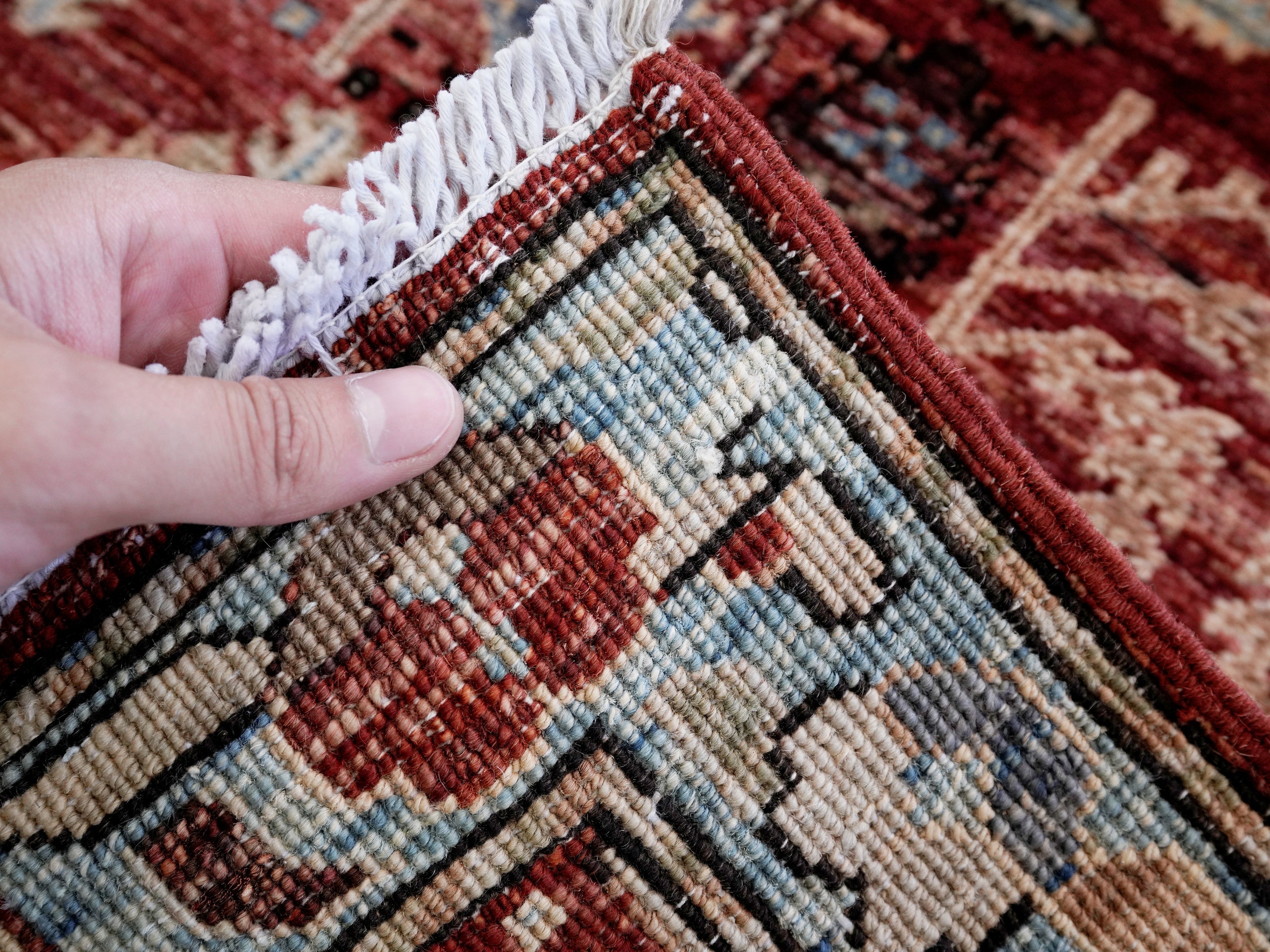 3x5 Ft Red Floral Rug - Hand Knotted Afghan Rug