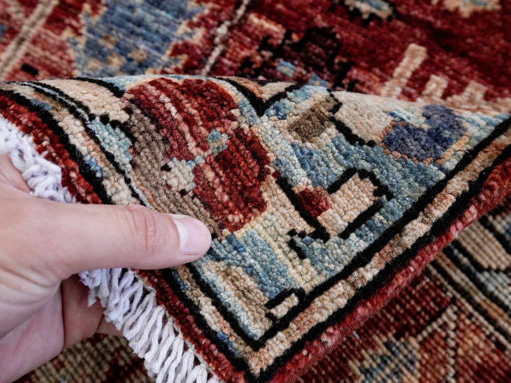 3x5 Ft Red Floral Rug - Hand Knotted Afghan Rug