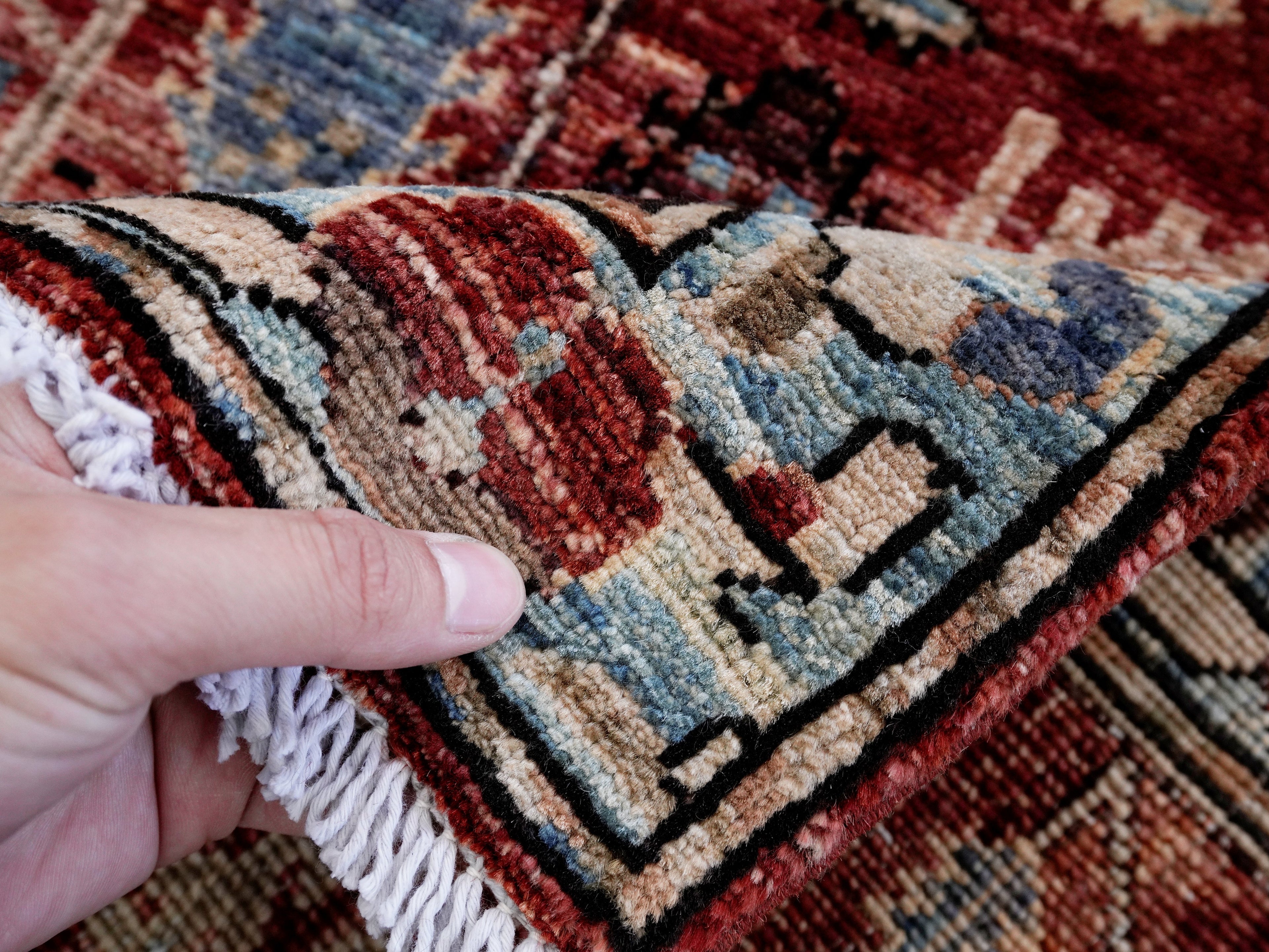 3x5 Ft Red Floral Rug - Hand Knotted Afghan Rug