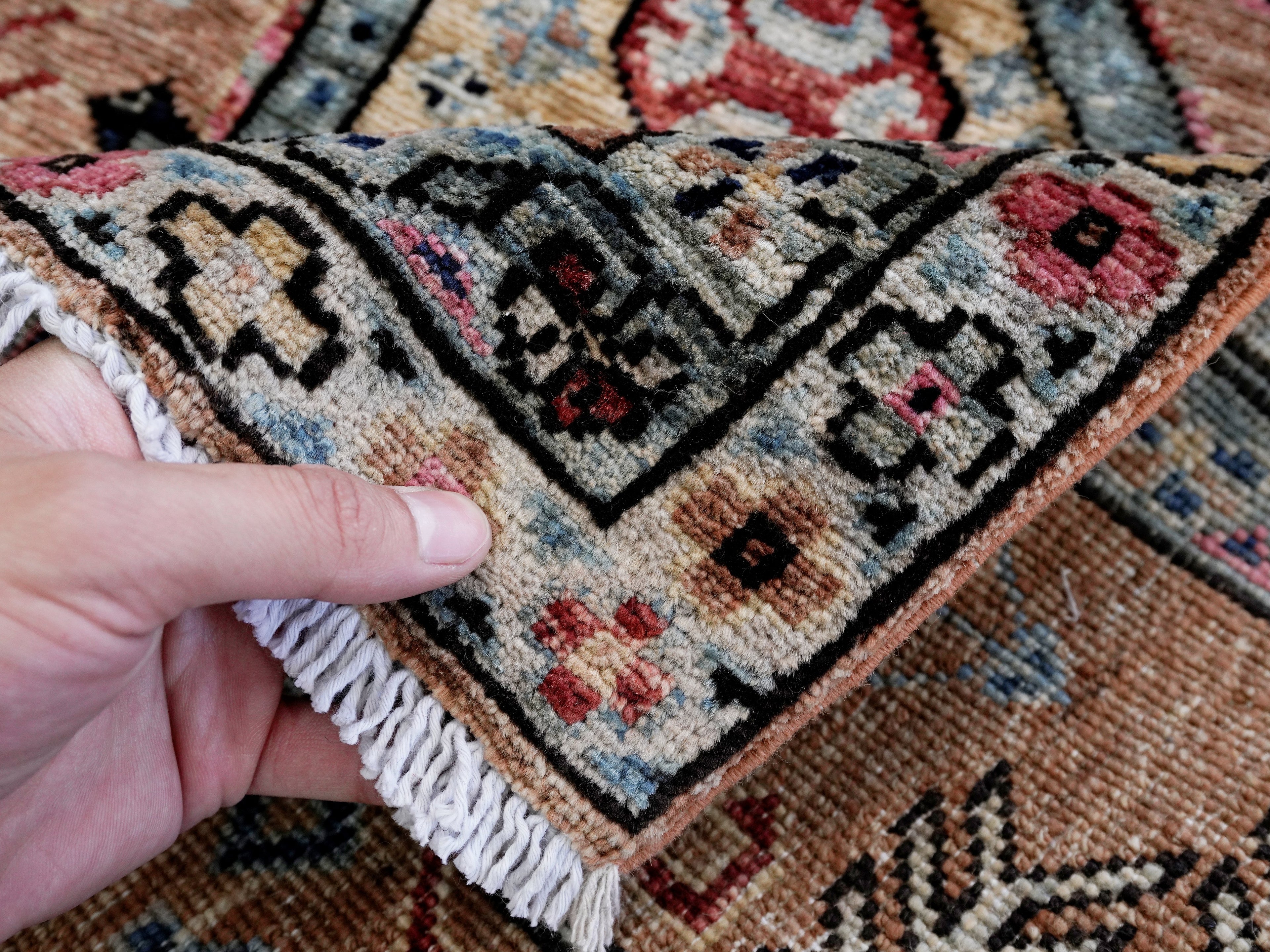 3x5 Ft Orange Afghan Oriental Rug - Hand Knotted Area Rug