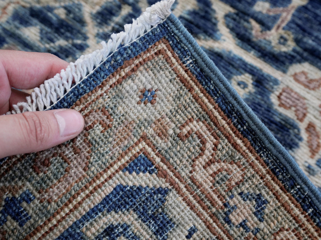 3x5 Ft Blue Afghan Oriental Rug - Hand Knotted Area Rug