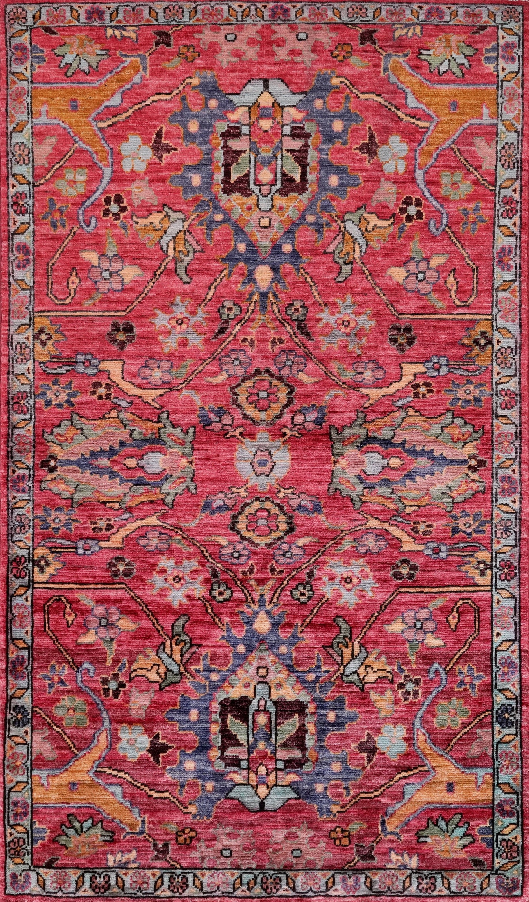 3x5 Ft Pink Floral Rug - Hand Knotted Afghan Rug