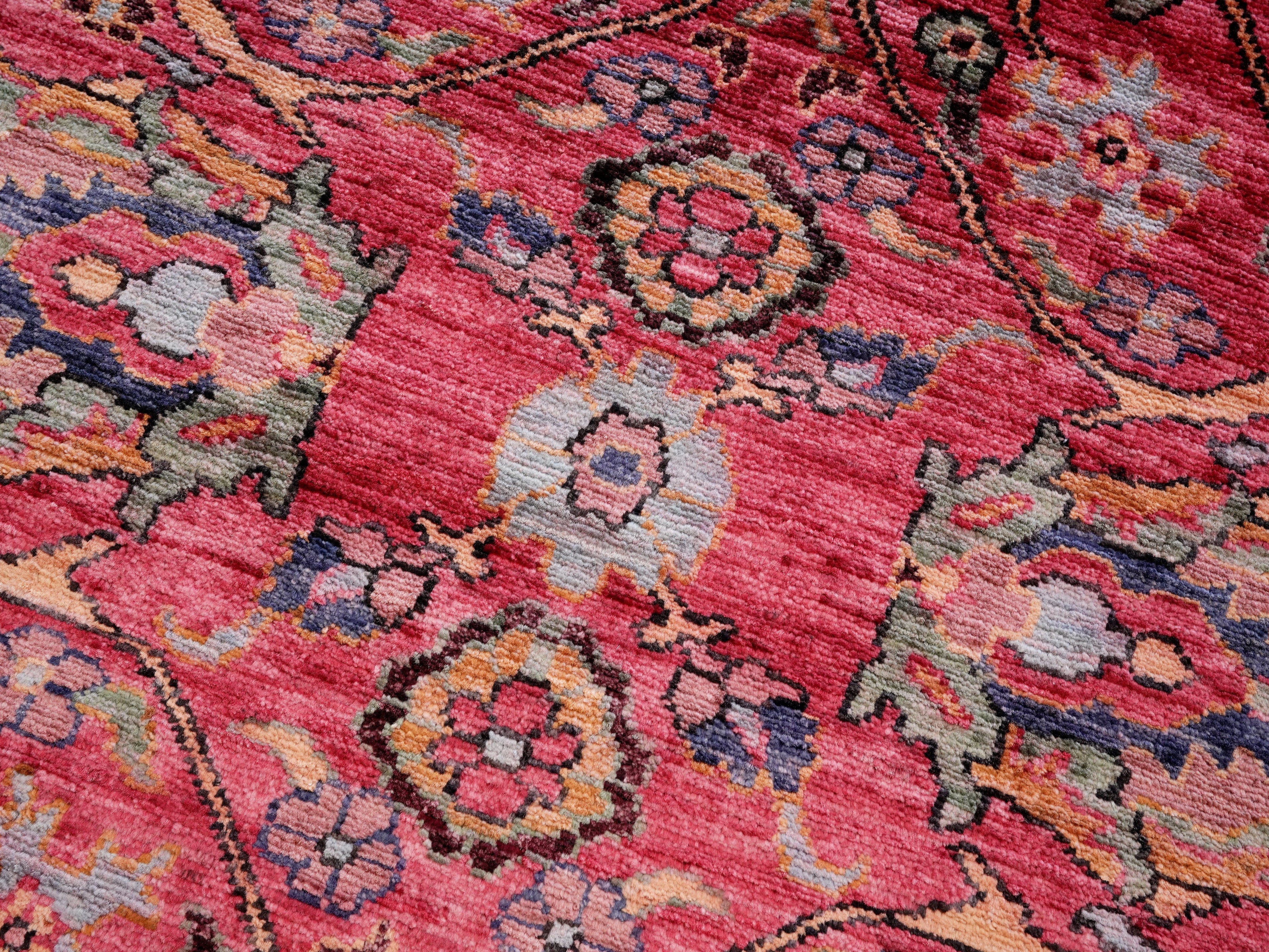 3x5 Ft Pink Floral Rug - Hand Knotted Afghan Rug