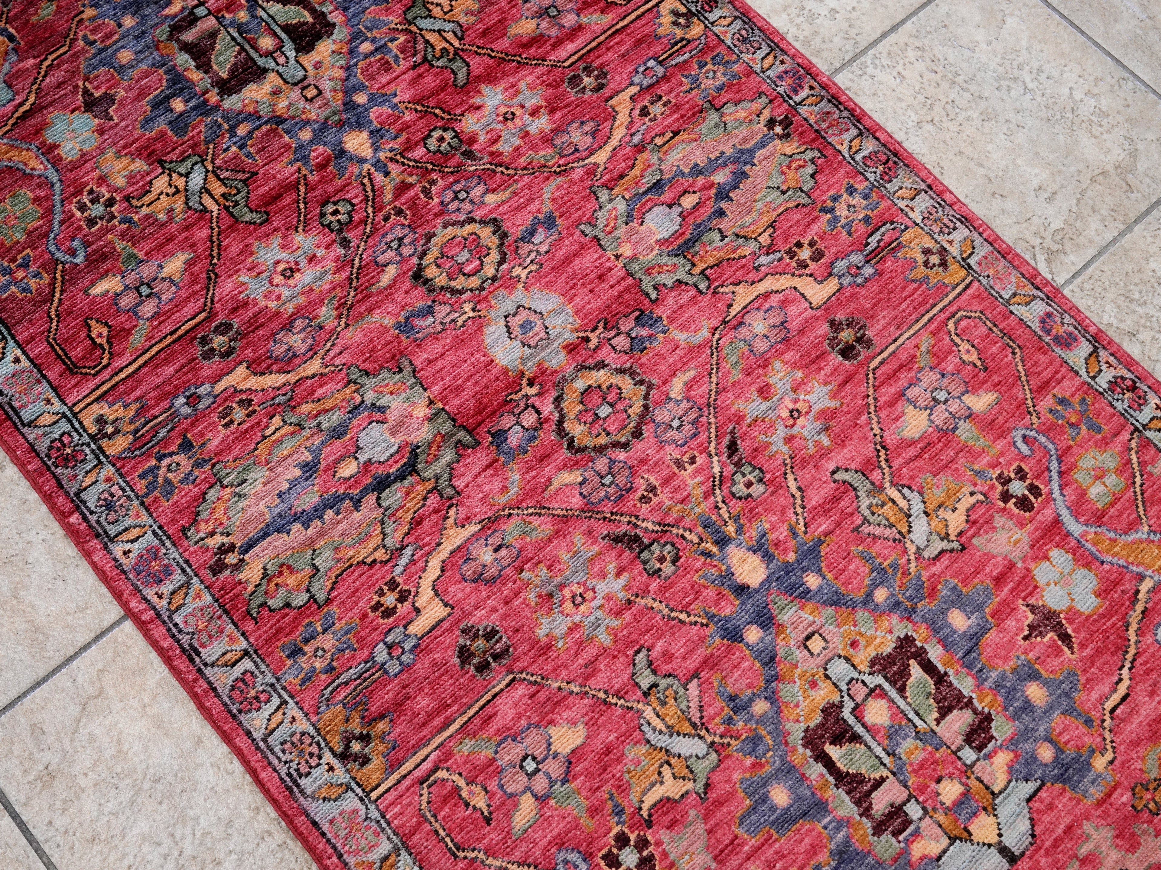 3x5 Ft Pink Floral Rug - Hand Knotted Afghan Rug