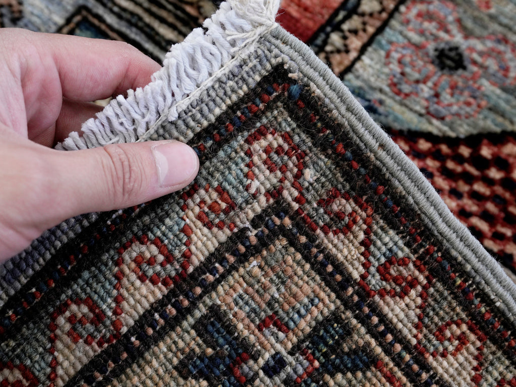 3x5 Ft Silver Afghan Oriental Rug - Hand Knotted Wool Rug