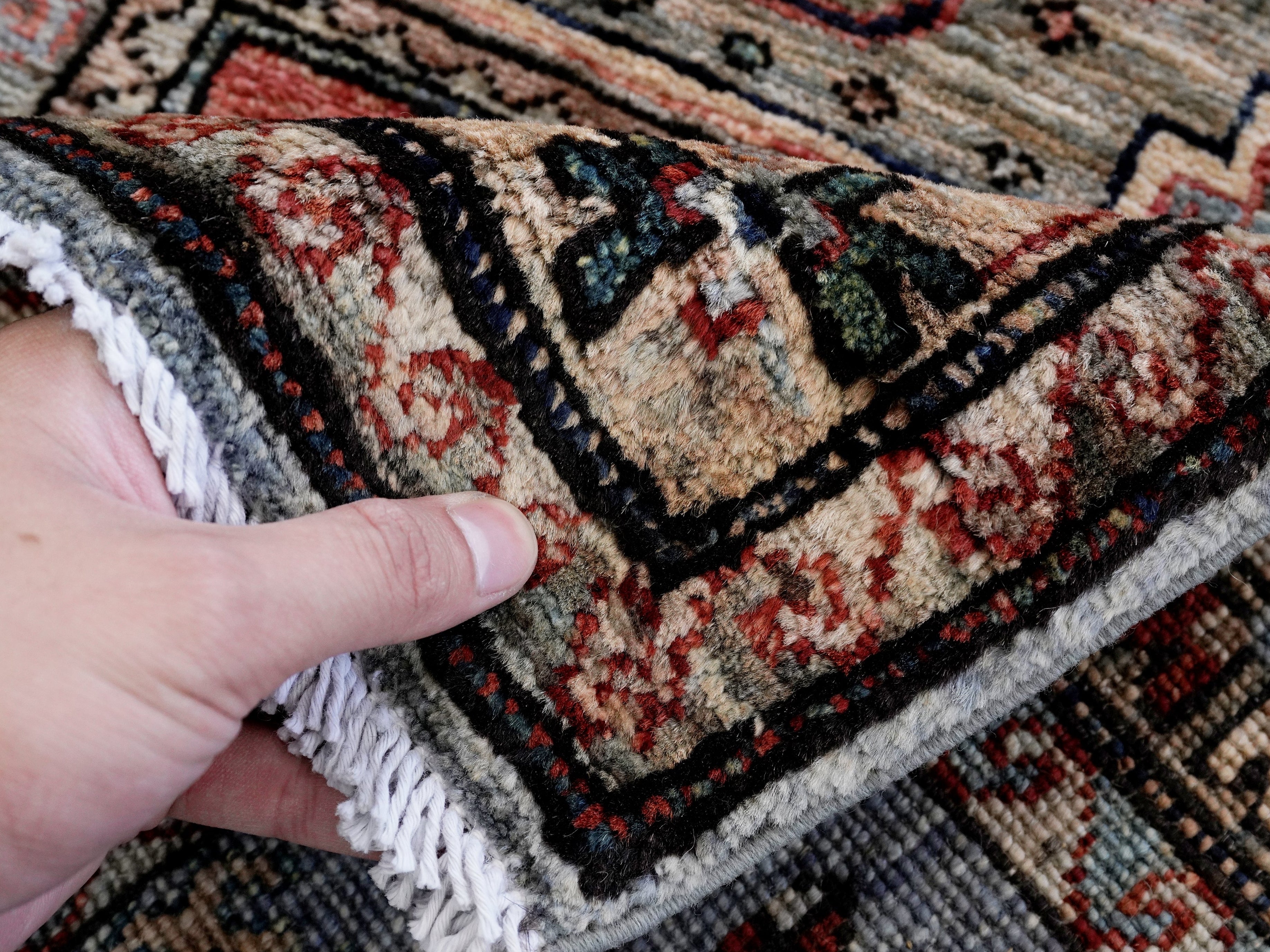 3x5 Ft Silver Afghan Oriental Rug - Hand Knotted Wool Rug