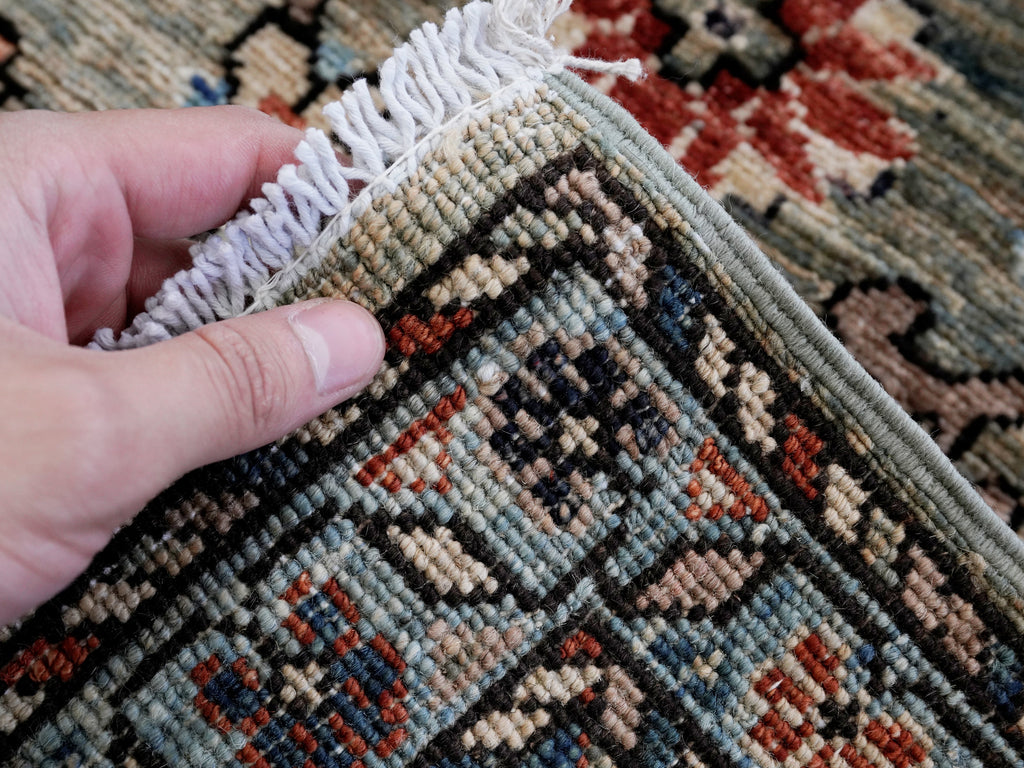3x5 Ft Gray Floral Rug - Hand Knotted Afghan Rug