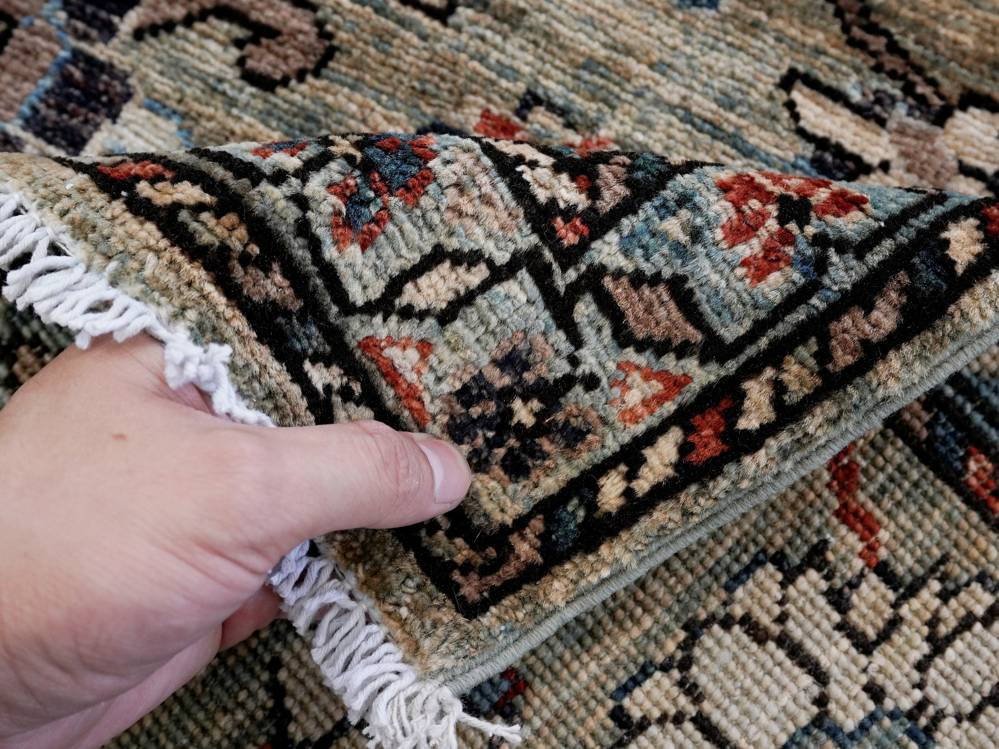 3x5 Ft Gray Floral Rug - Hand Knotted Afghan Rug