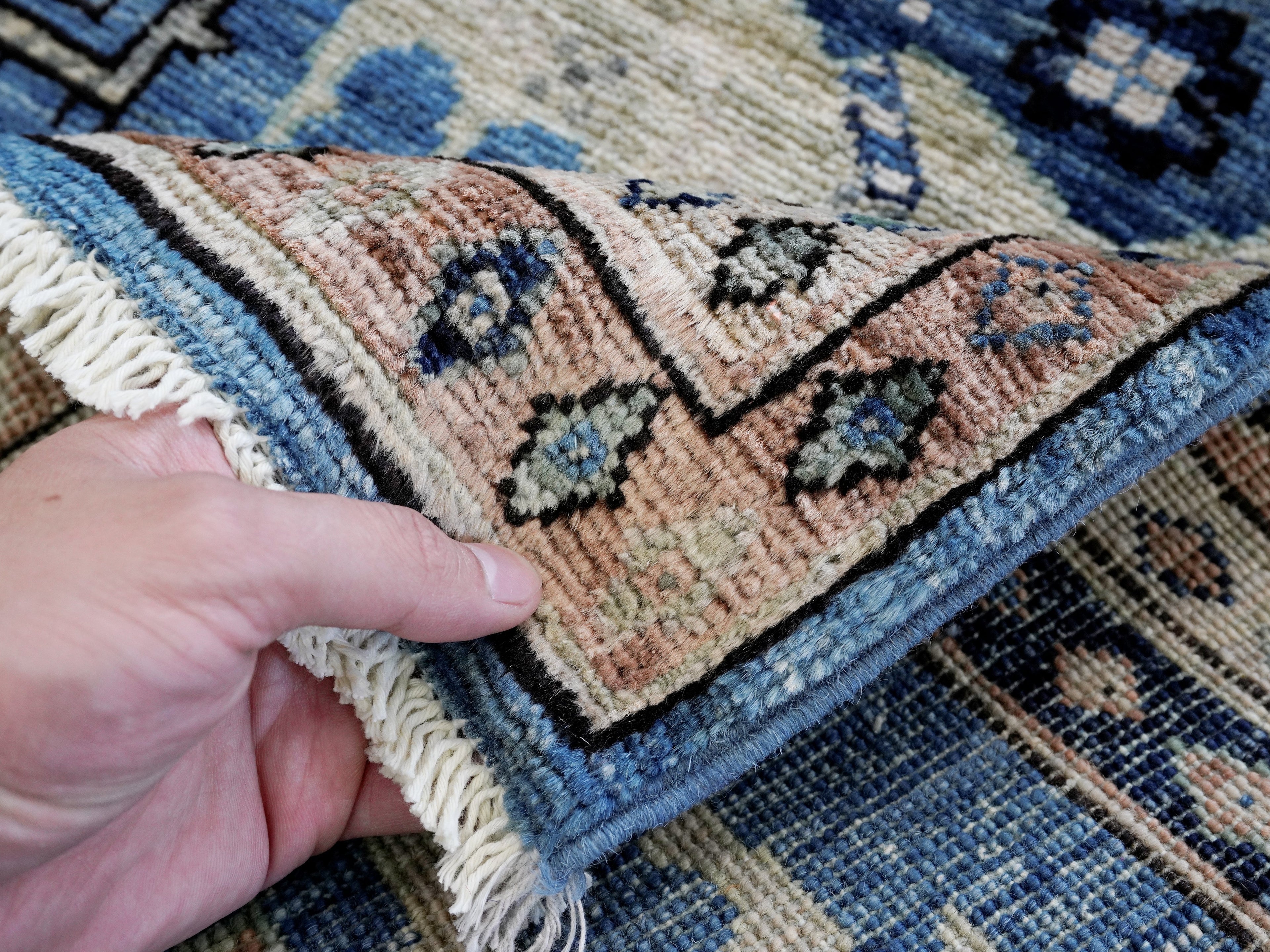 3x5 Ft Blue Camel Rug - Hand Knotted Afghan Rug - Animal Design