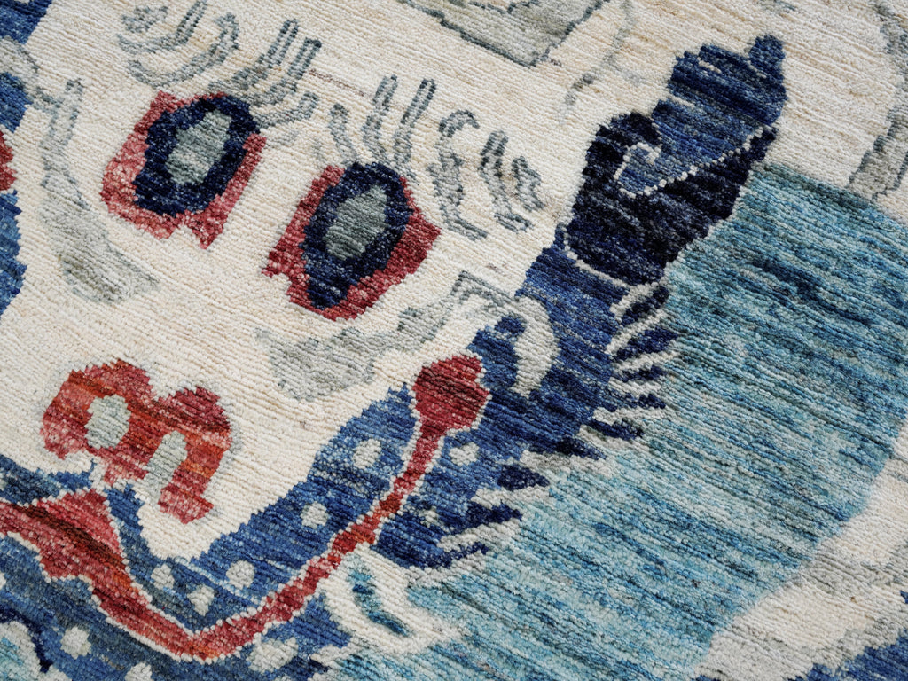 3x5 Ft Blue Tiger Rug - Hand Knotted Afghan Rug - Animal Design