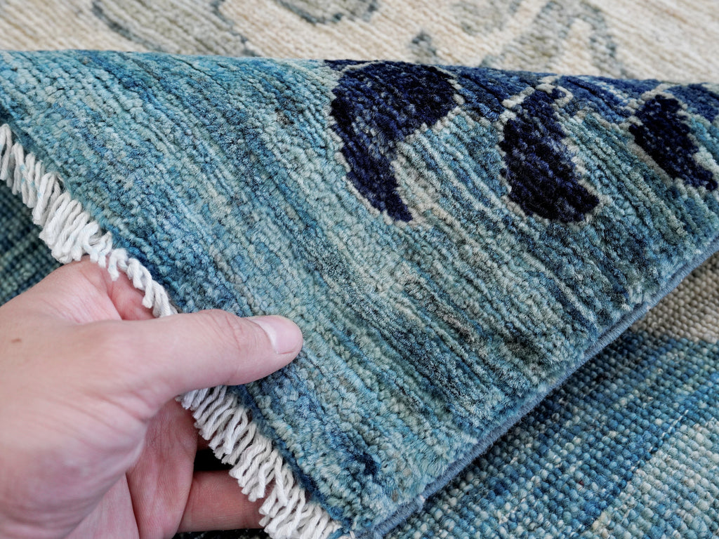 3x5 Ft Blue Tiger Rug - Hand Knotted Afghan Rug - Animal Design