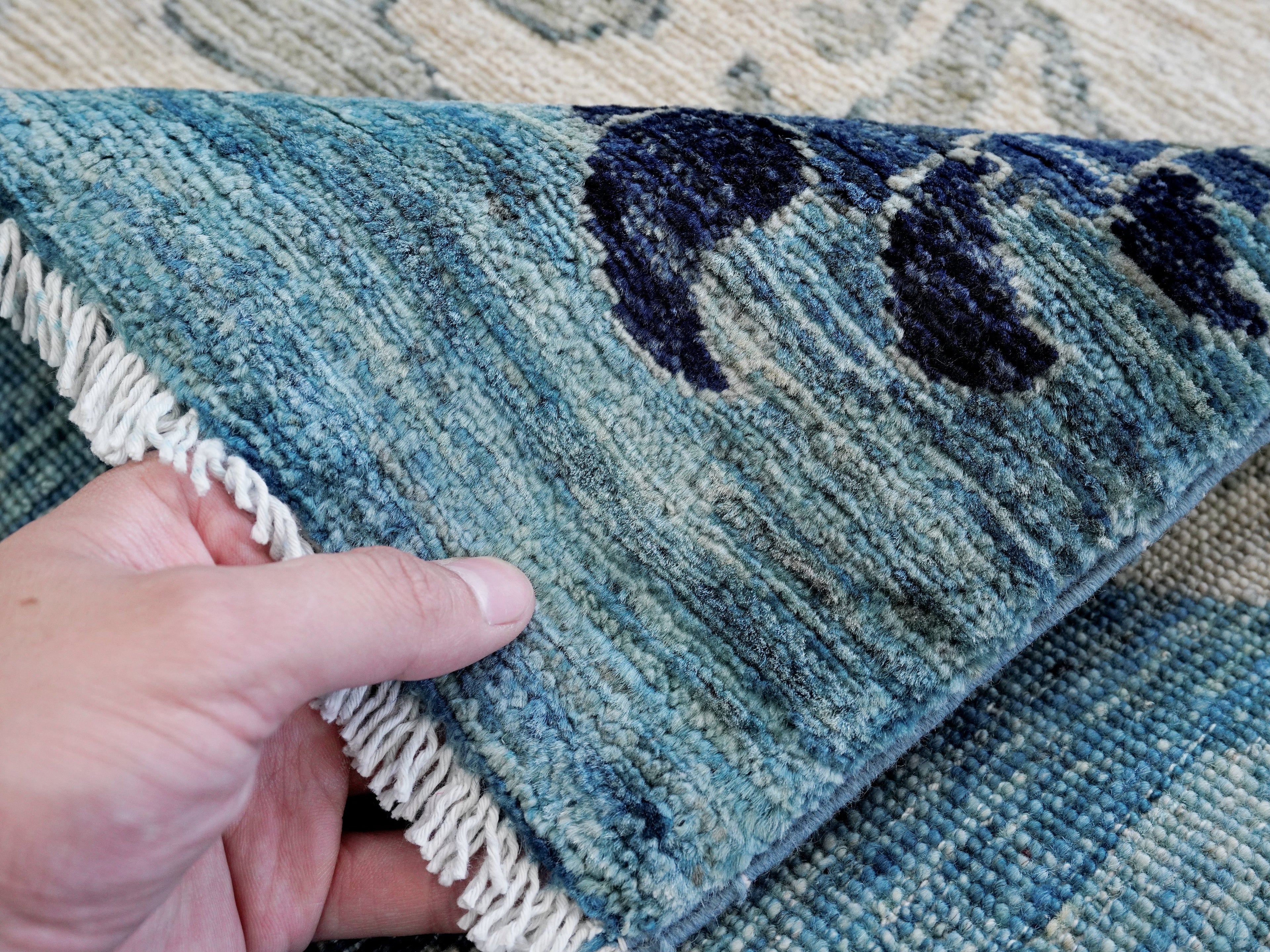 3x5 Ft Blue Tiger Rug - Hand Knotted Afghan Rug - Animal Design