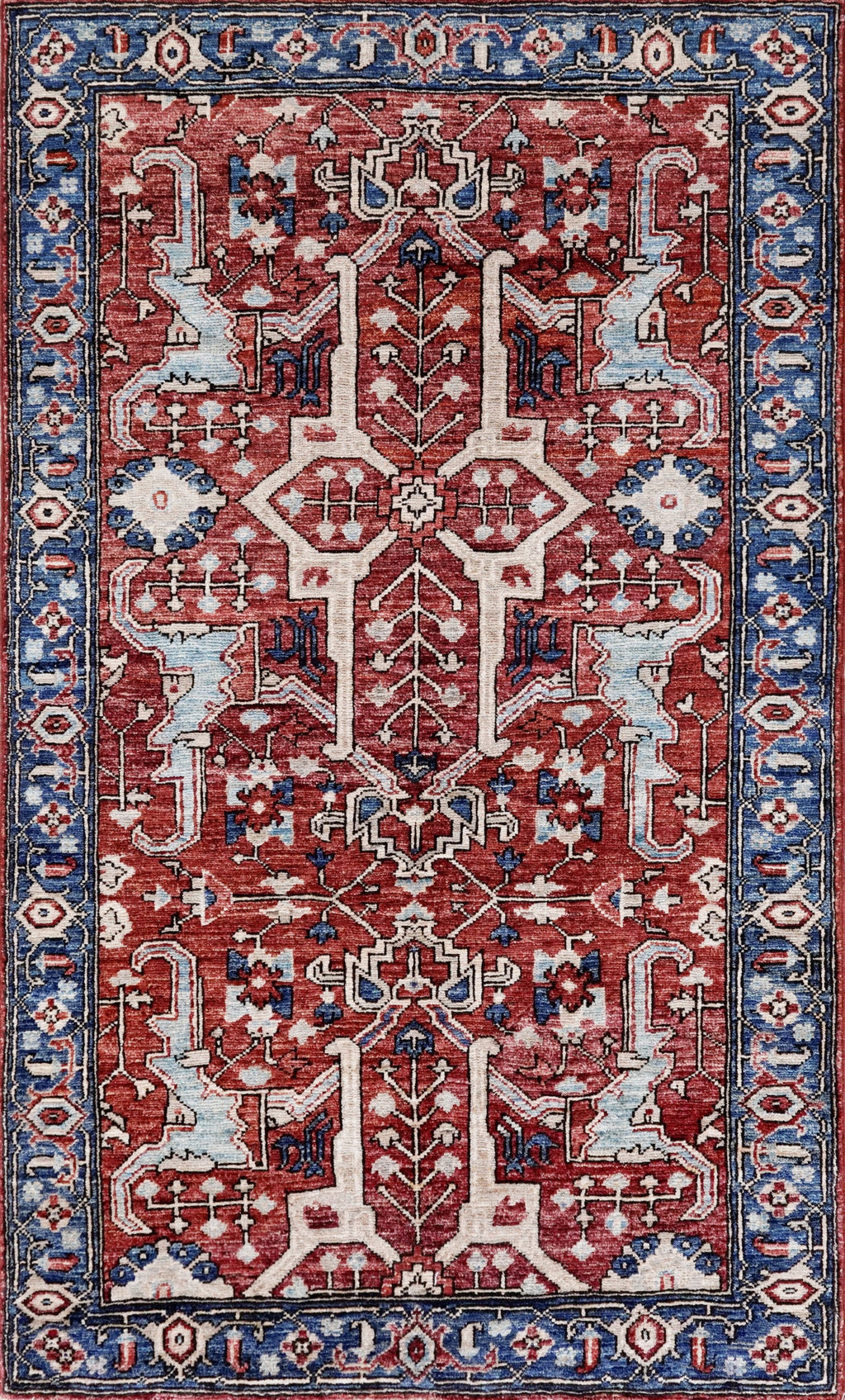 3x5 Ft Red Afghan Oriental Rug - Hand Knotted Area Rug