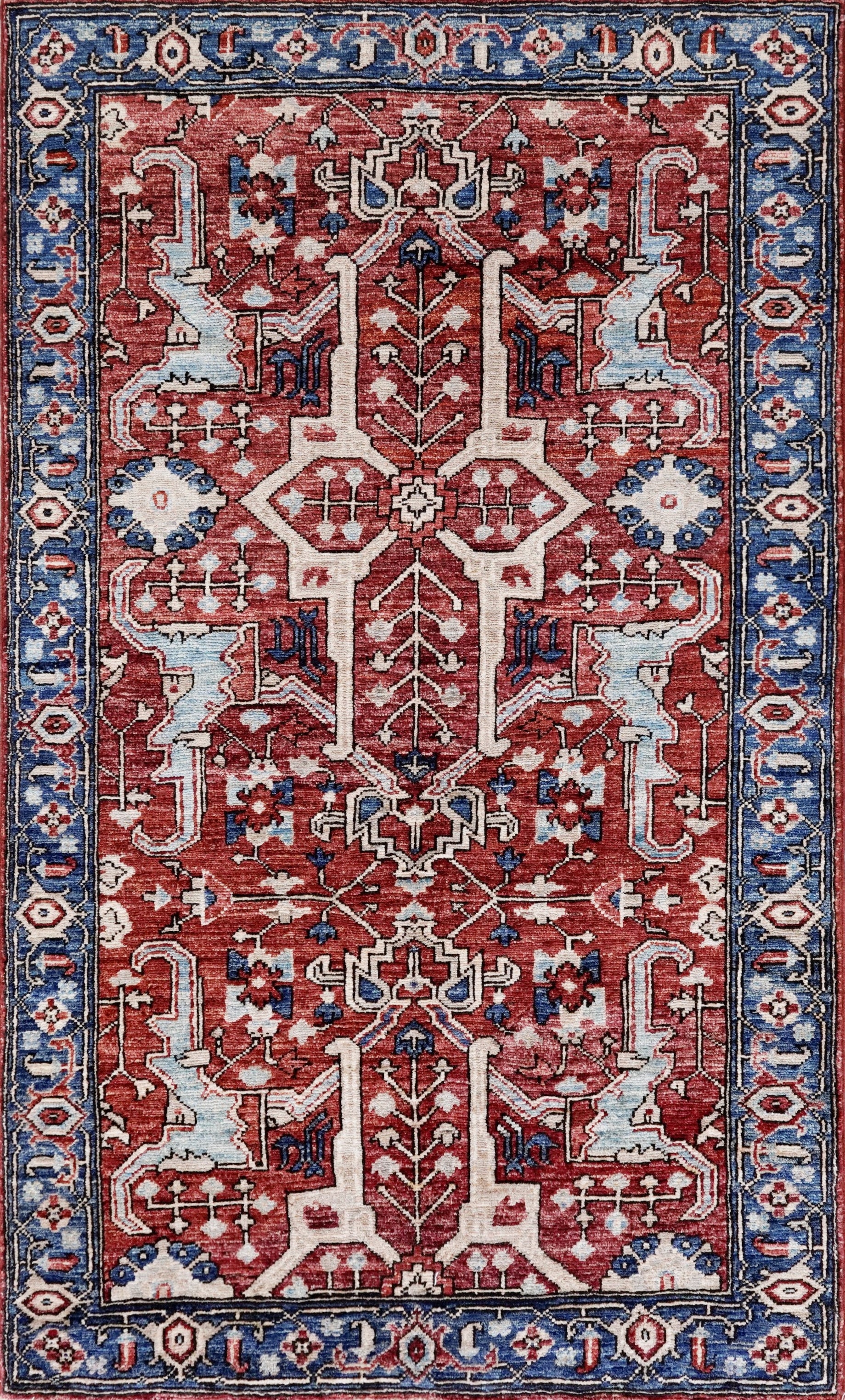 3x5 Ft Red Afghan Oriental Rug - Hand Knotted Area Rug