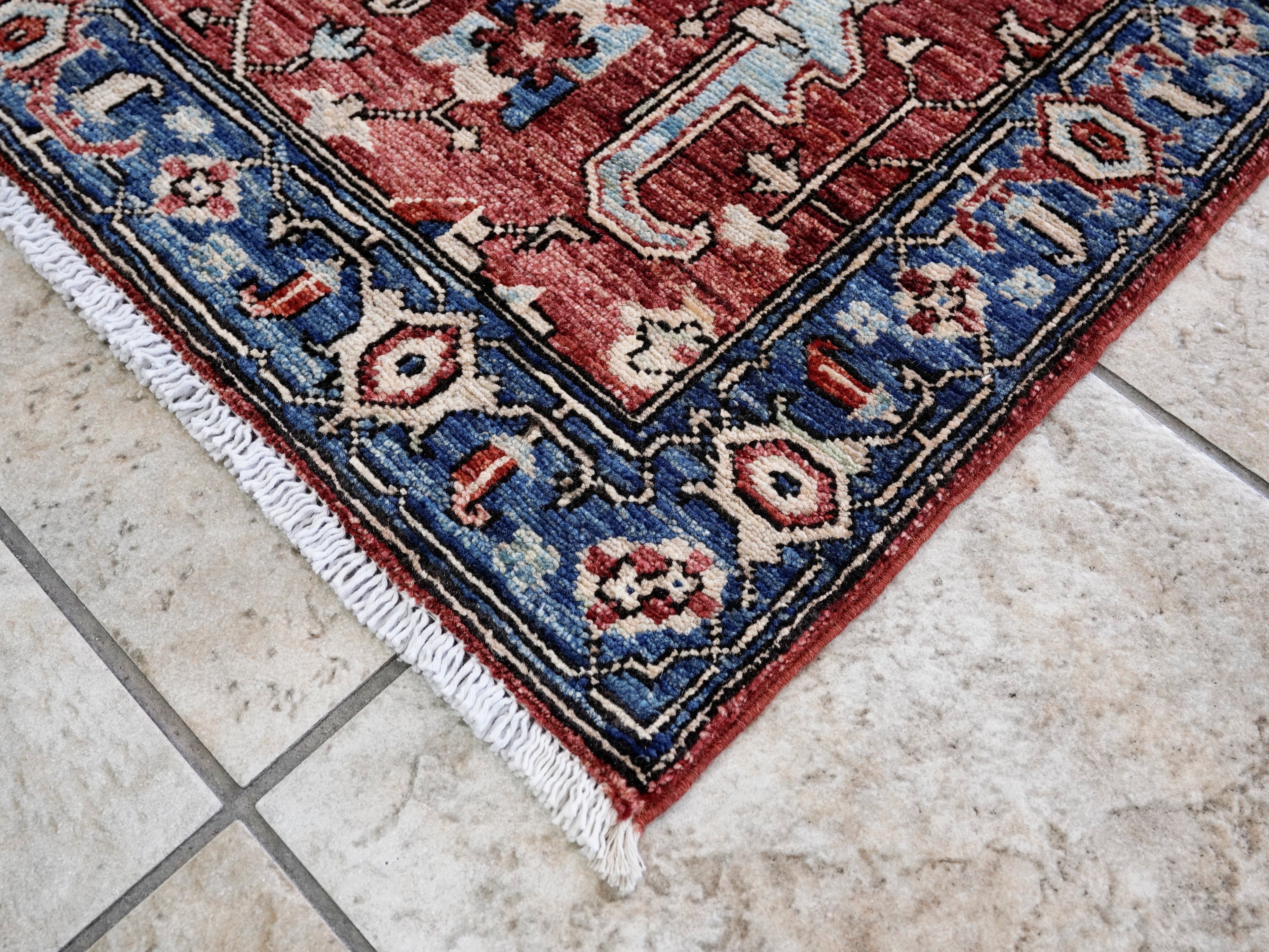 3x5 Ft Red Afghan Oriental Rug - Hand Knotted Area Rug
