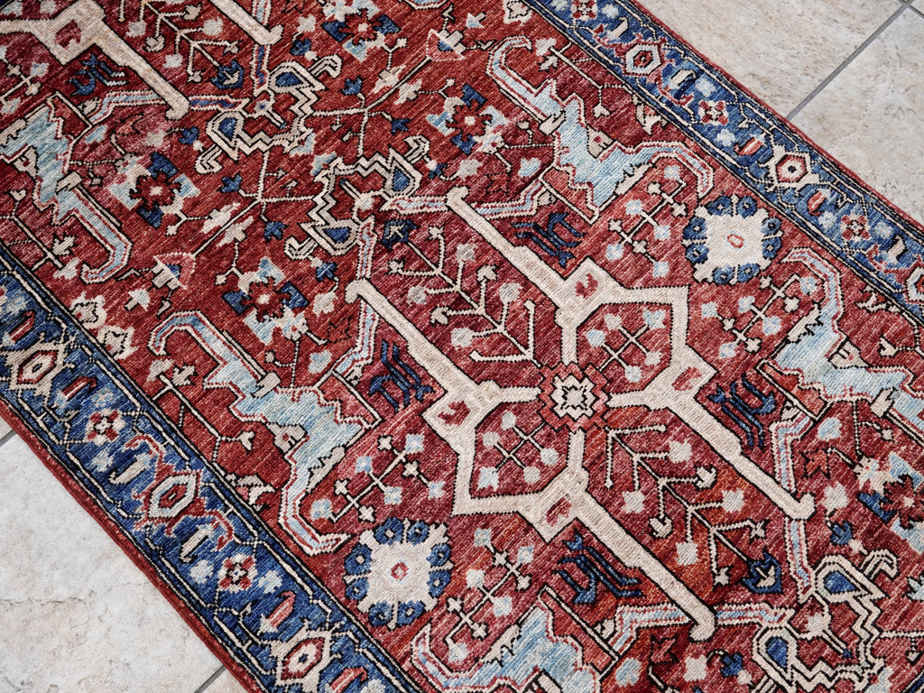 3x5 Ft Red Afghan Oriental Rug - Hand Knotted Area Rug