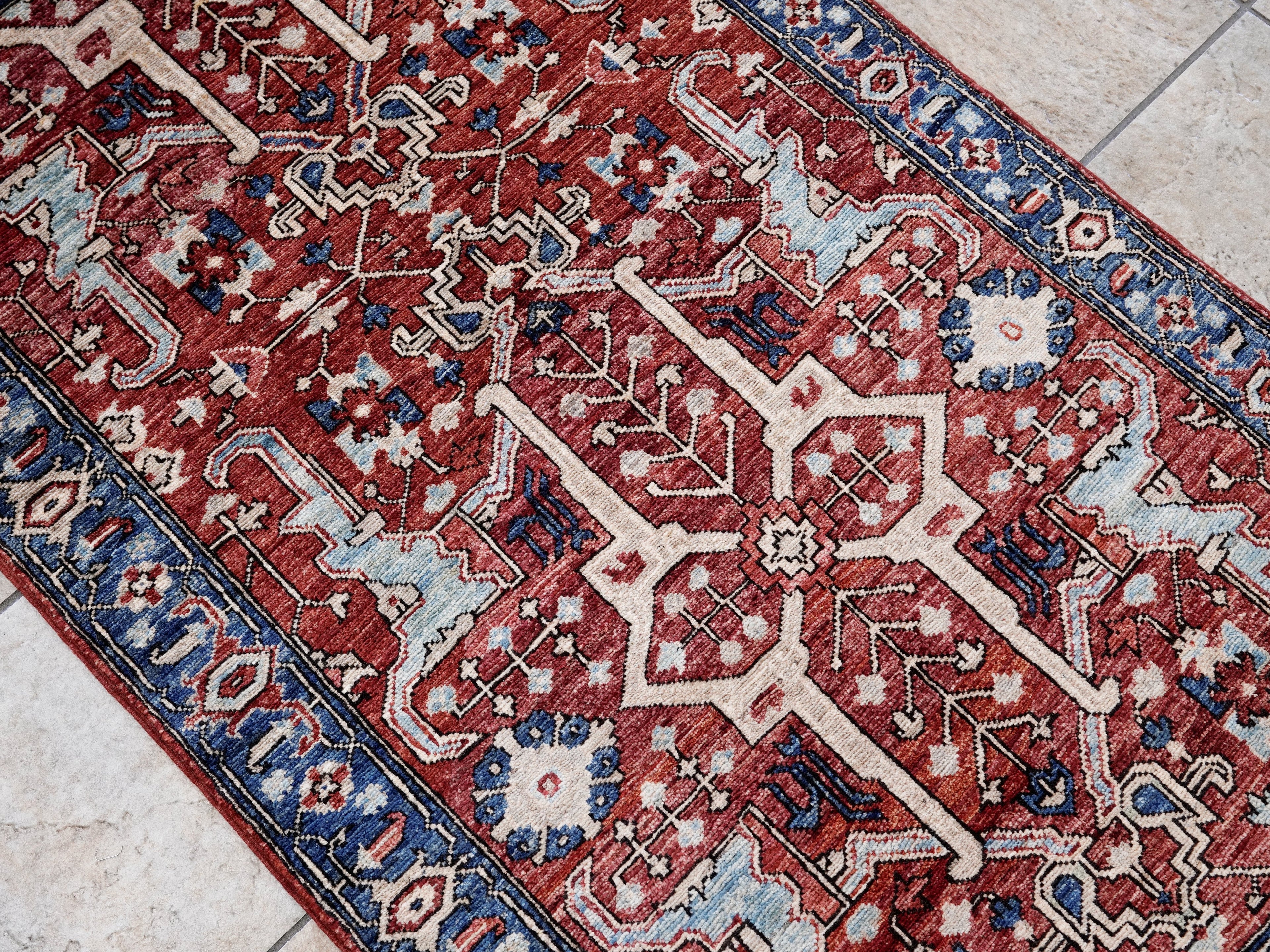 3x5 Ft Red Afghan Oriental Rug - Hand Knotted Area Rug