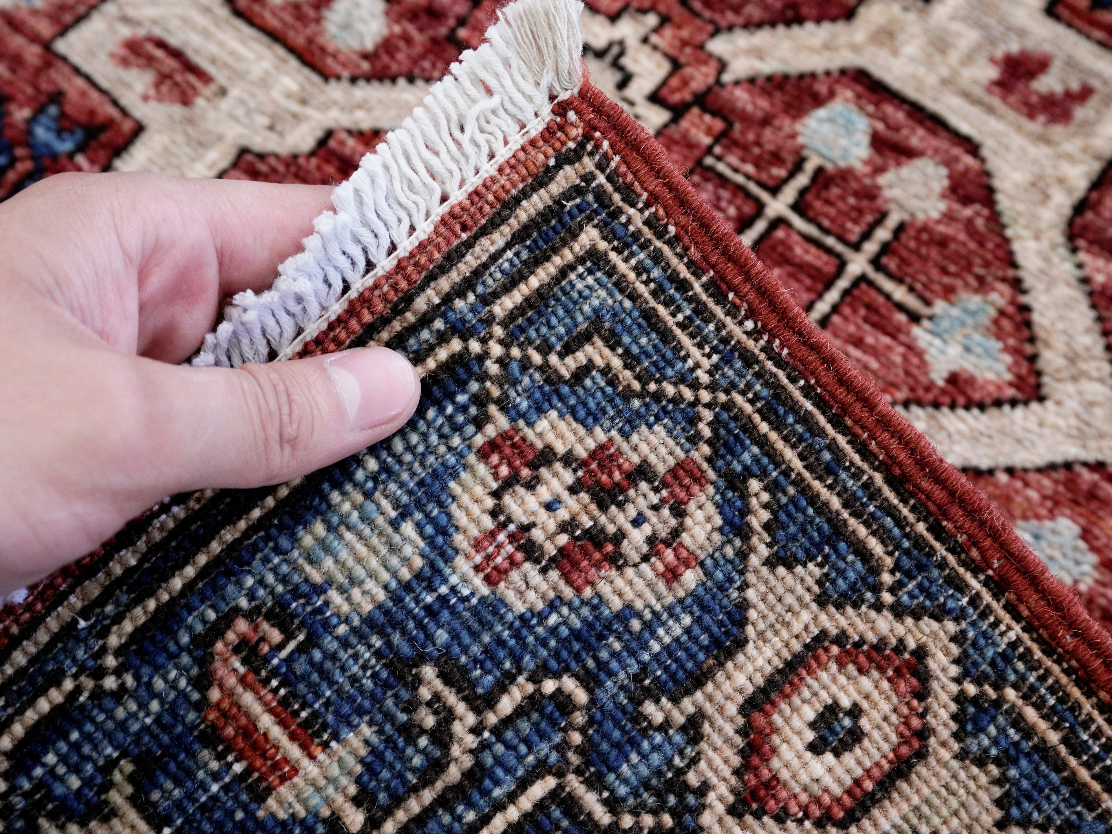 3x5 Ft Red Afghan Oriental Rug - Hand Knotted Area Rug