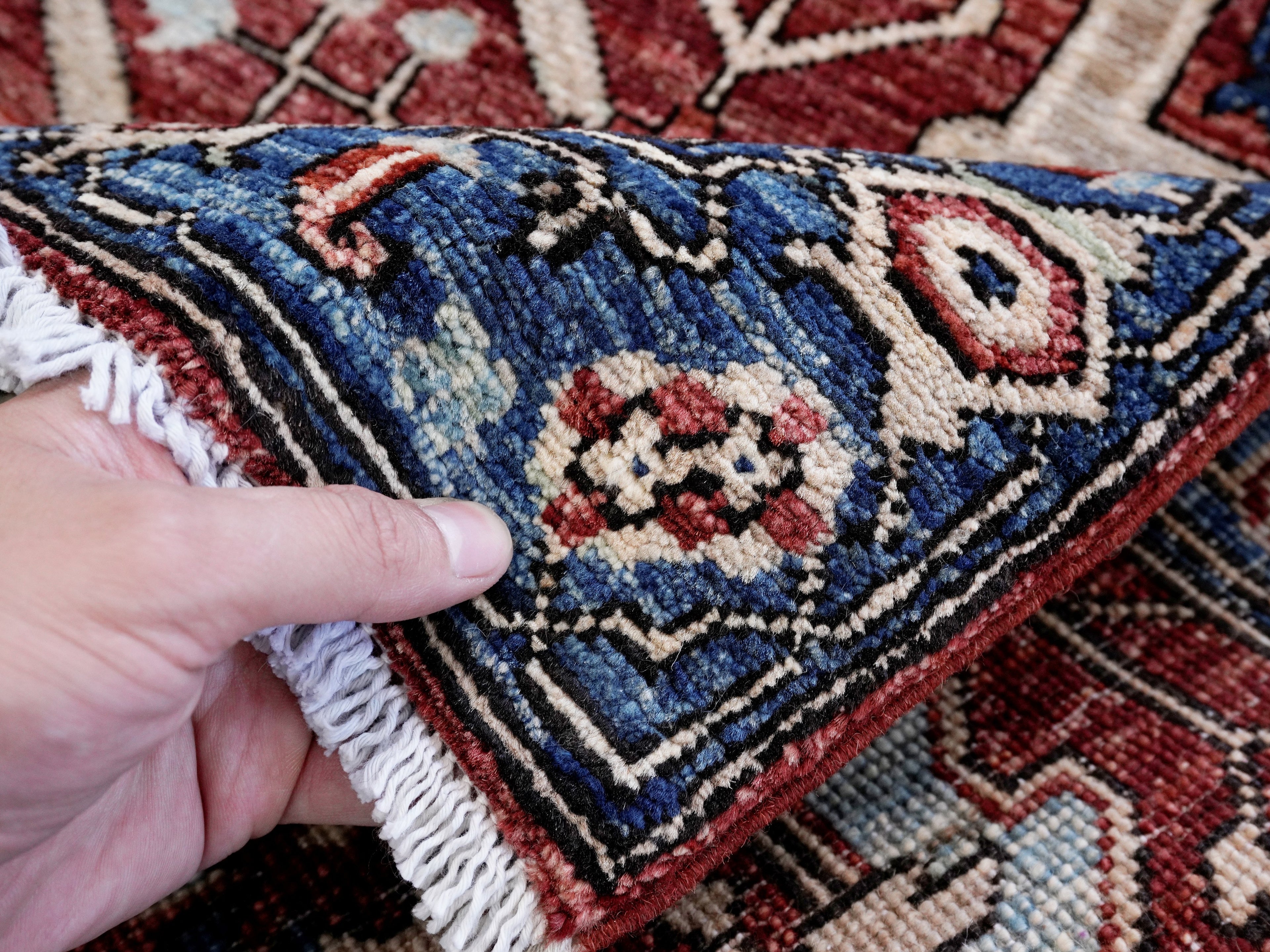 3x5 Ft Red Afghan Oriental Rug - Hand Knotted Area Rug
