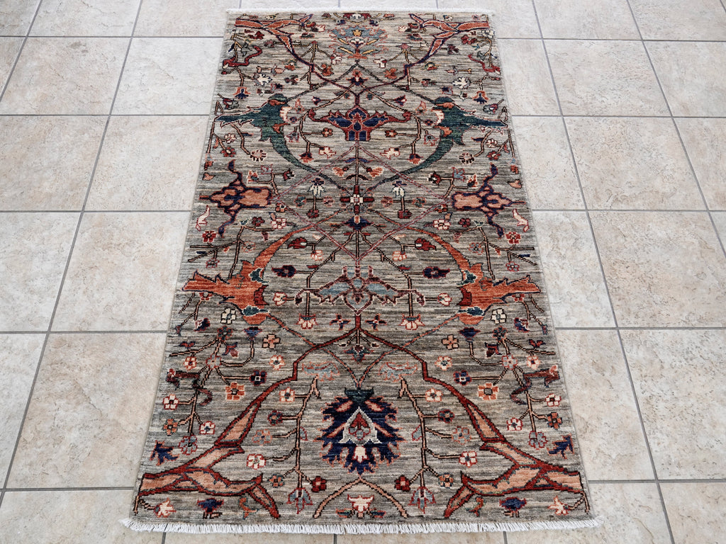 3x5 Ft Brown Afghan Oriental Rug - Hand Knotted Area Rug
